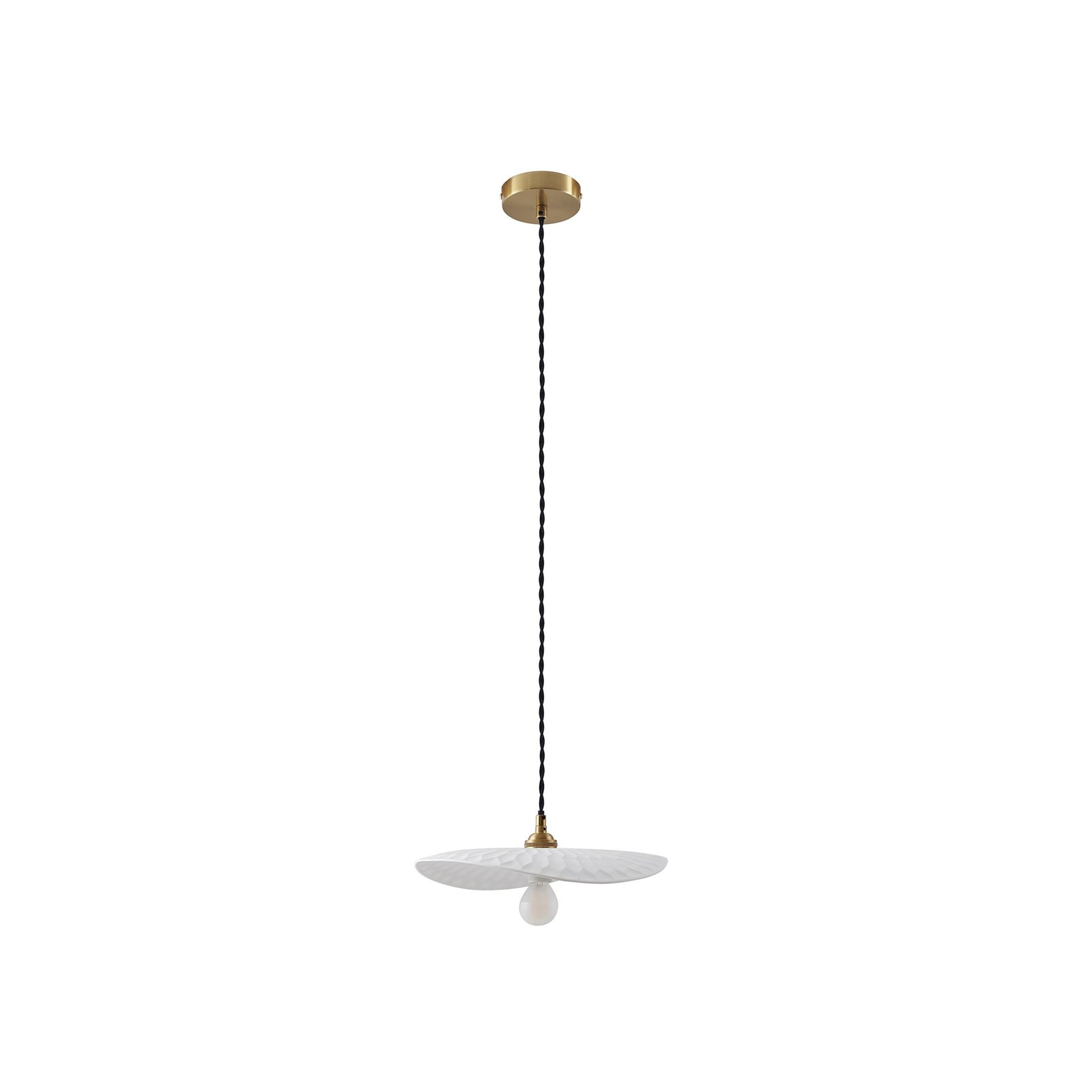 Candeeiro suspenso Lindby Annira, Ø 29 cm, cerâmica, branco/latão