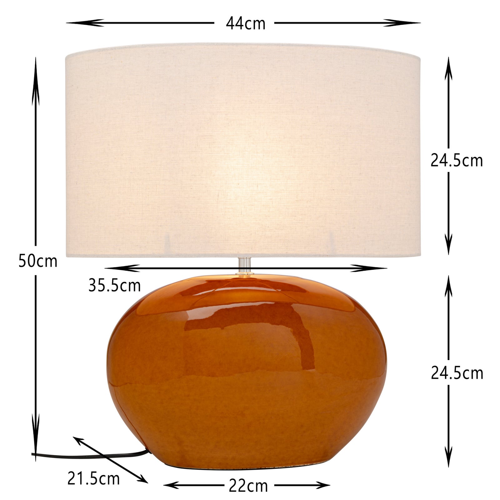 Kare stalo lempa „Beo“, oranžinė, medvilnė, aukštis 50 cm, E27 Kare stalo lempa „Beo“, oranžinė, medvilnė, aukštis 50 cm, E27