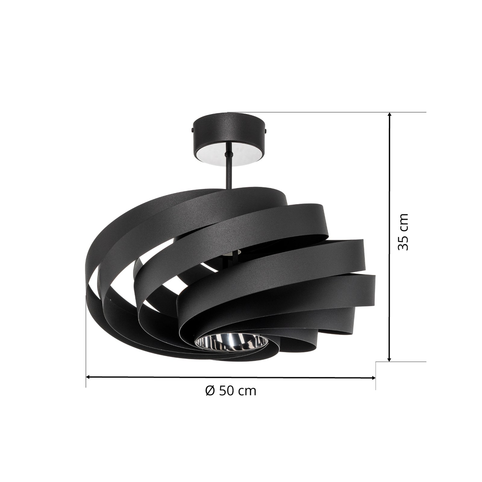 Vento Deckenleuchte Ø50 Black - Euluna