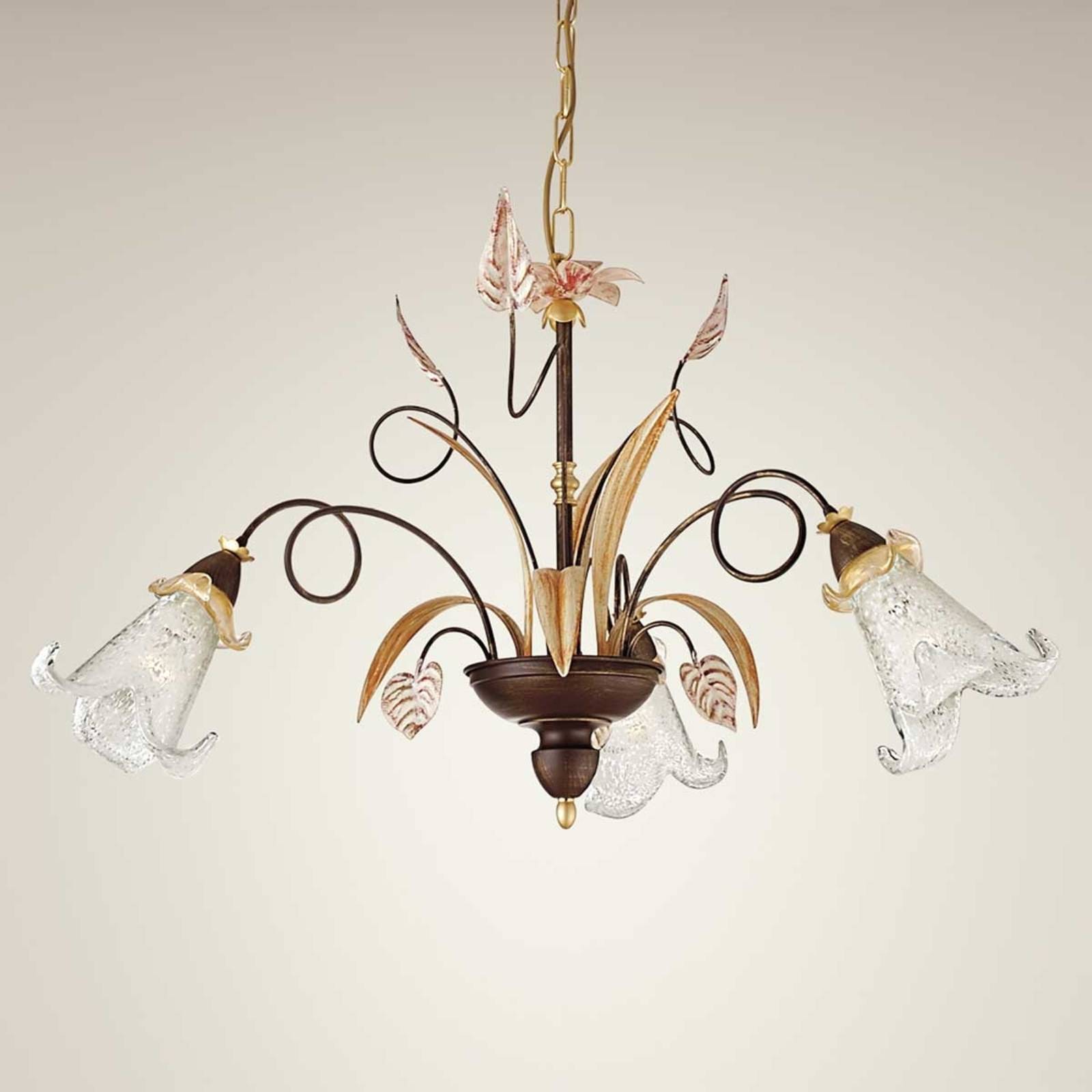 Florale hanglamp Giuseppe, 3-lichts
