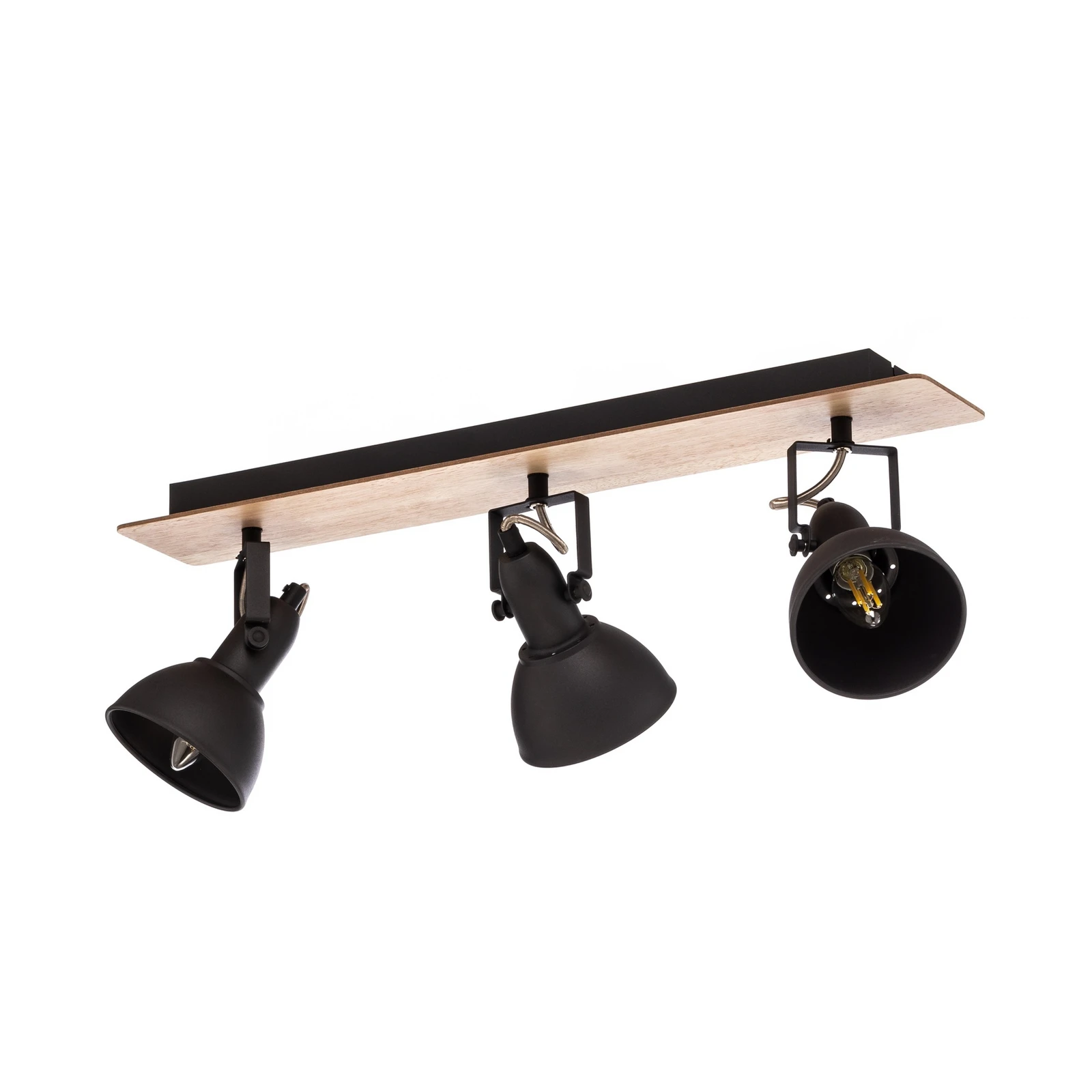 Lindby plafonieră Aylis, 3 becuri, 60 cm, negru, lemn, E14