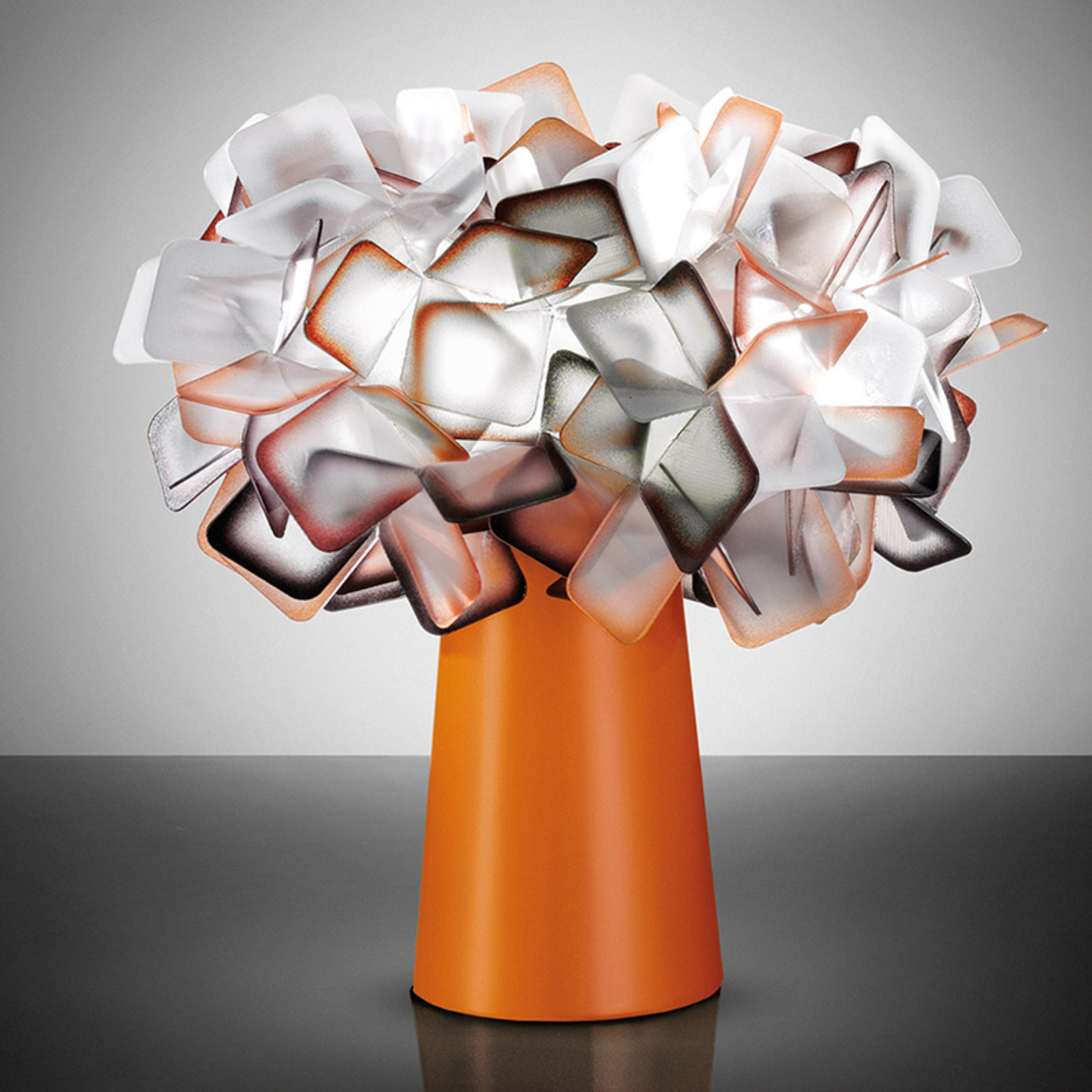 Slamp Clizia - designer table lamp in orange, for Living / Dining Room, Lentiflex®, metal, E14, 11 W, energy efficiency: A++, H: 25 cm