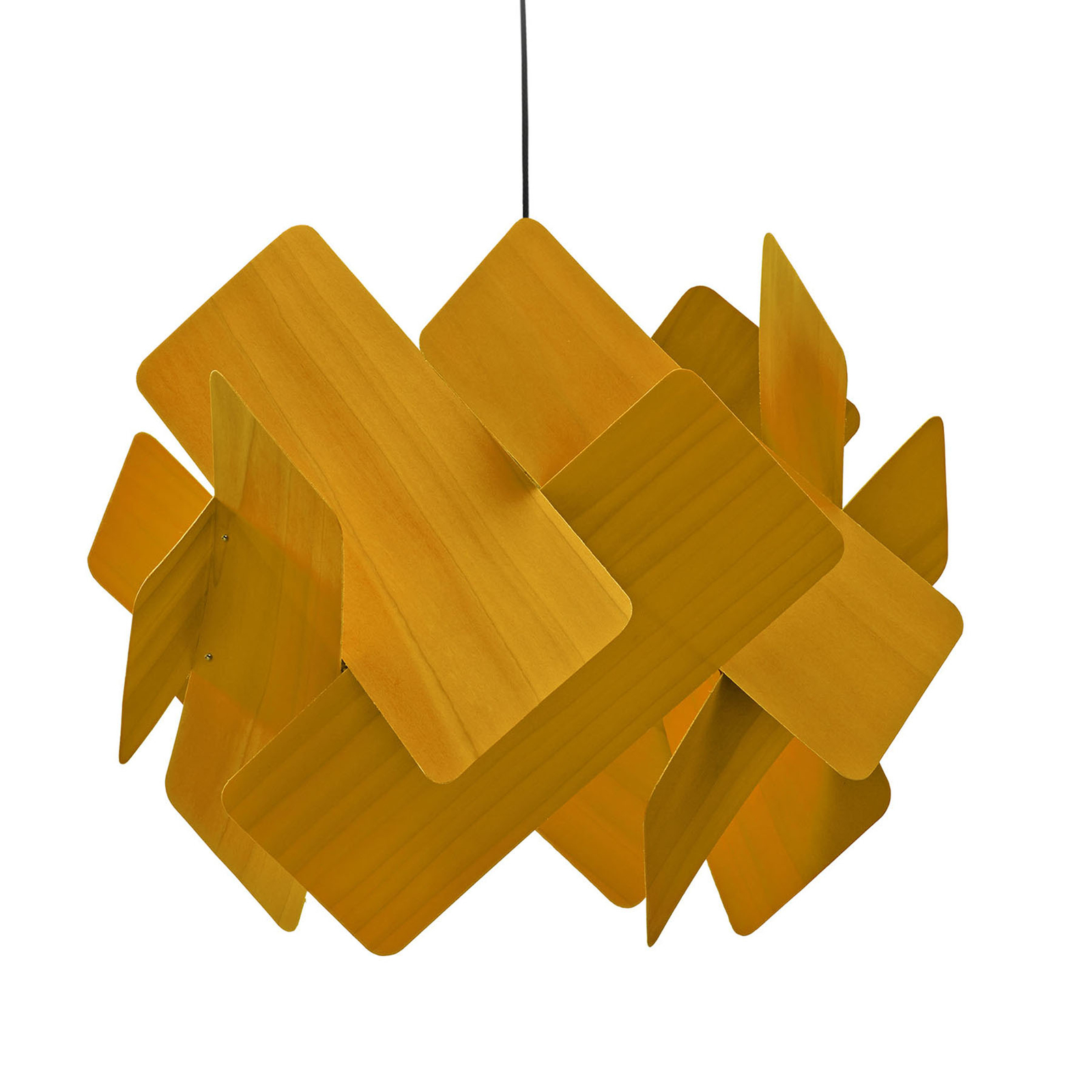 LZF LamPS Escape hanging light, Ø 56 cm, yellow, for Living / Dining Room, wood veneer, metal, E27, 14 W, energy efficiency: A++, H: 42 cm