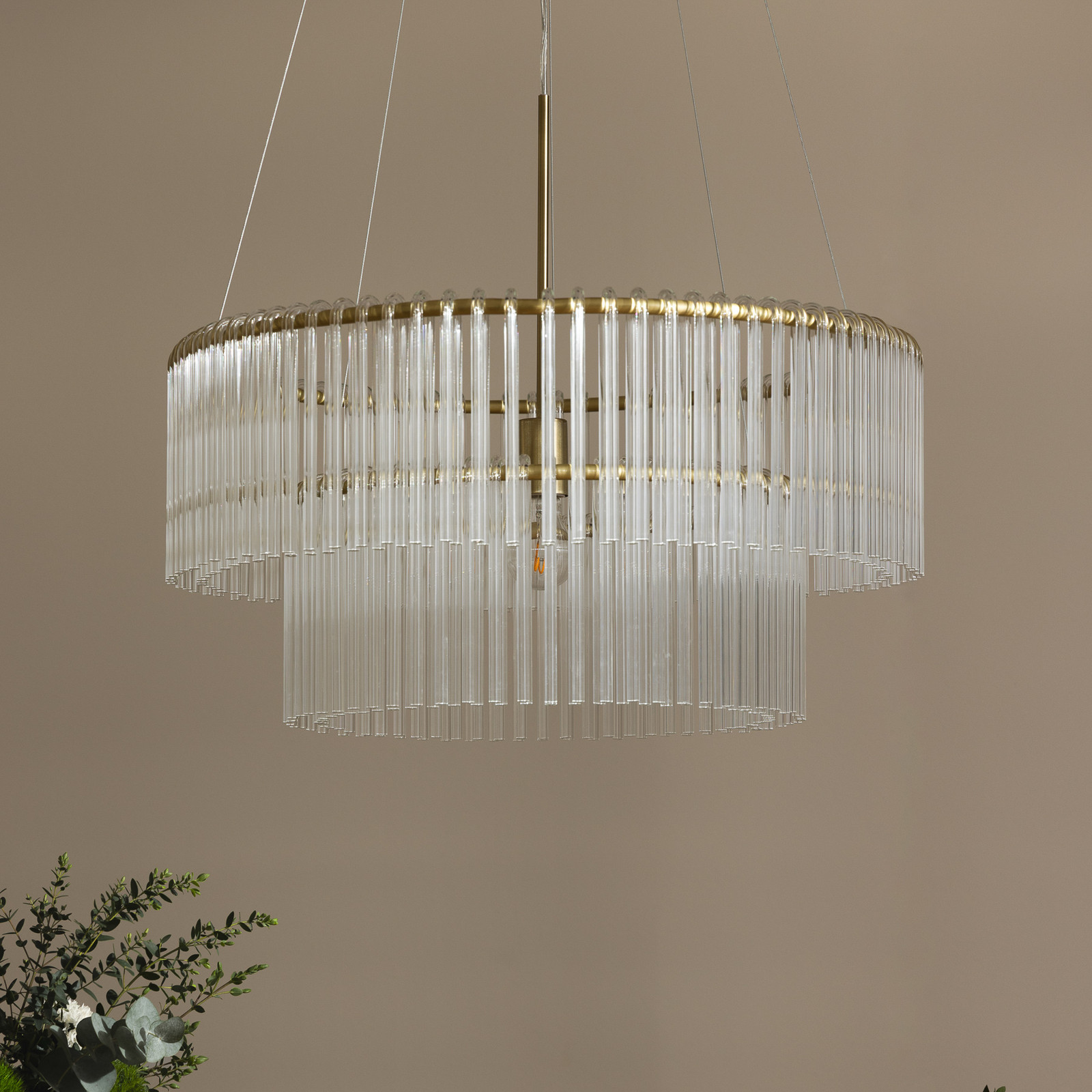 Globen Lighting Lampă suspendată Hook 60 sticlă transparentă - Camera de zi / sufragerie - Design - clar alamă periată