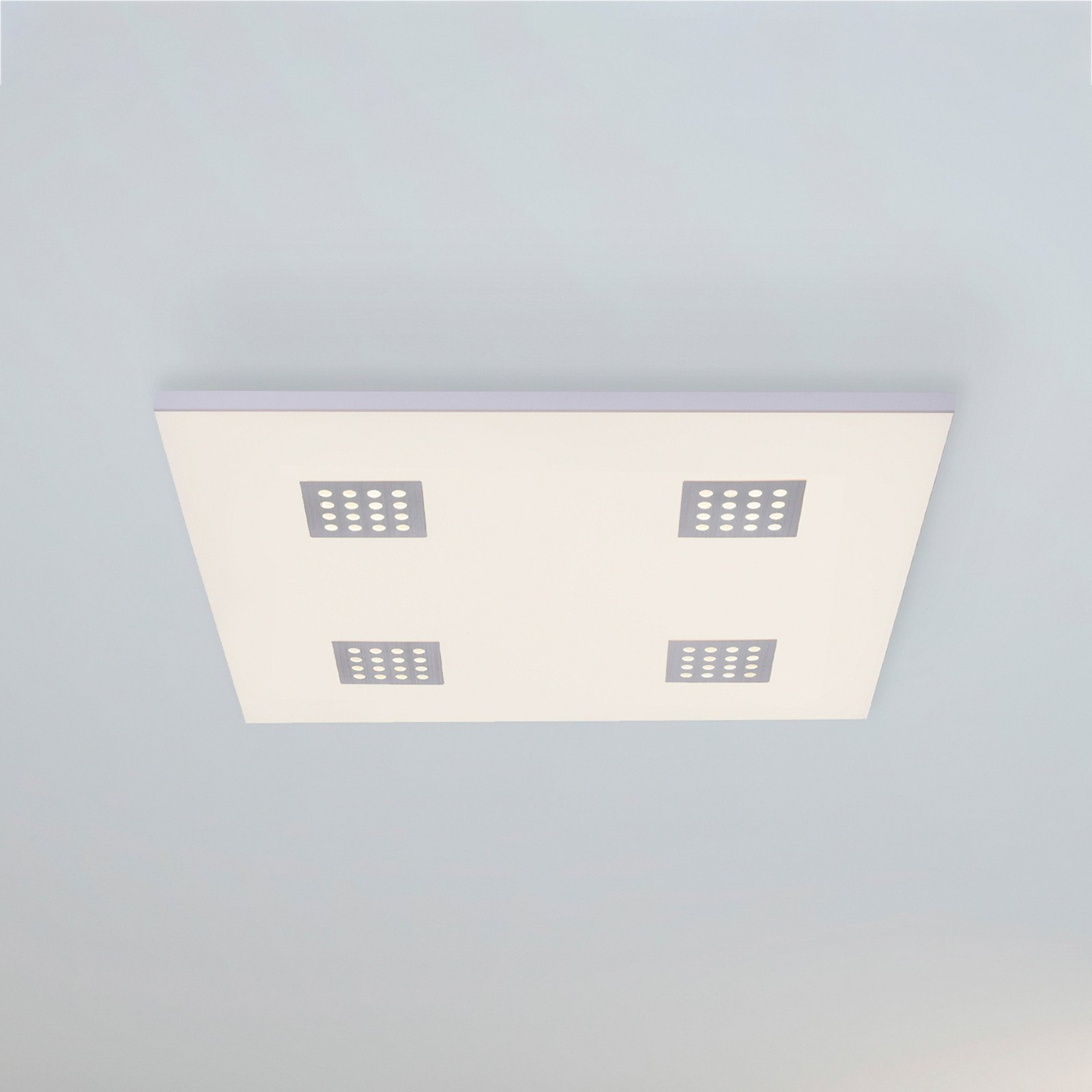 PURE Neo plafonieră LED 62x62cm - Camera de zi / sufragerie - modern - aluminiu periat alb - Metal