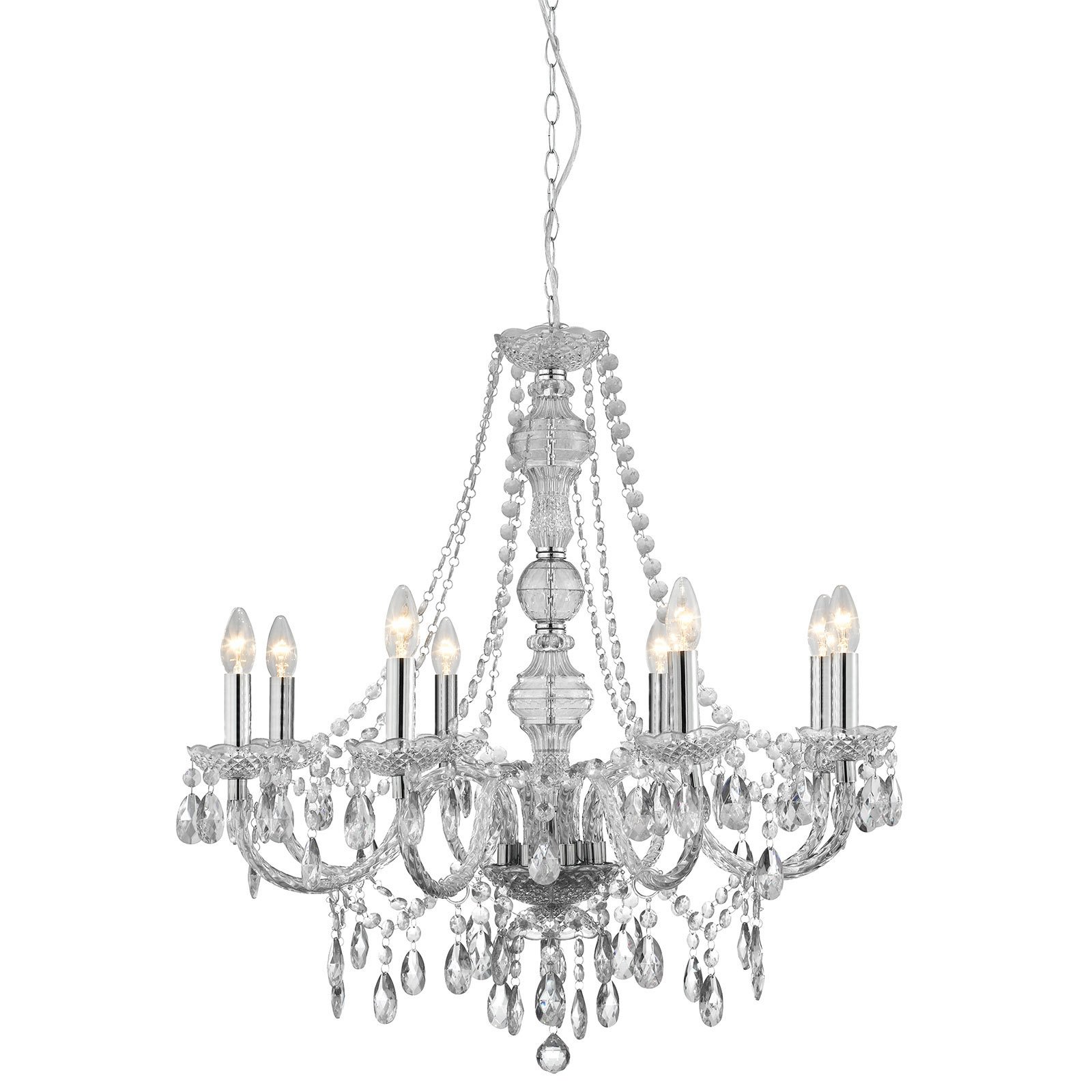 Marie Therese chandelier, chrome, eight-bulb
