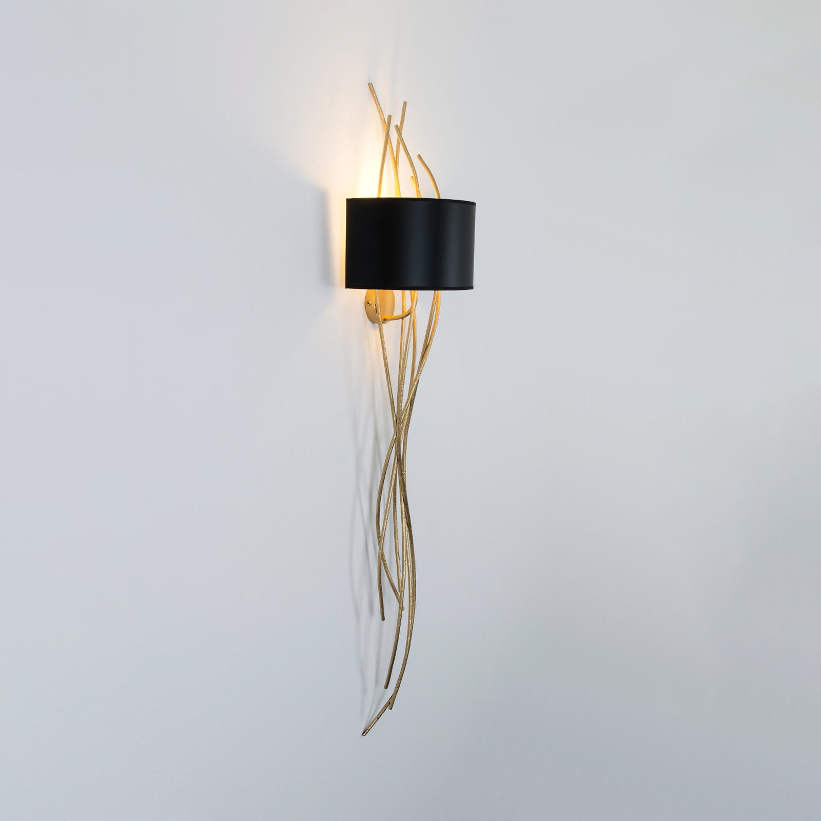 Elba lungo fali lámpa, arany/fekete, magasság 144 cm, vas