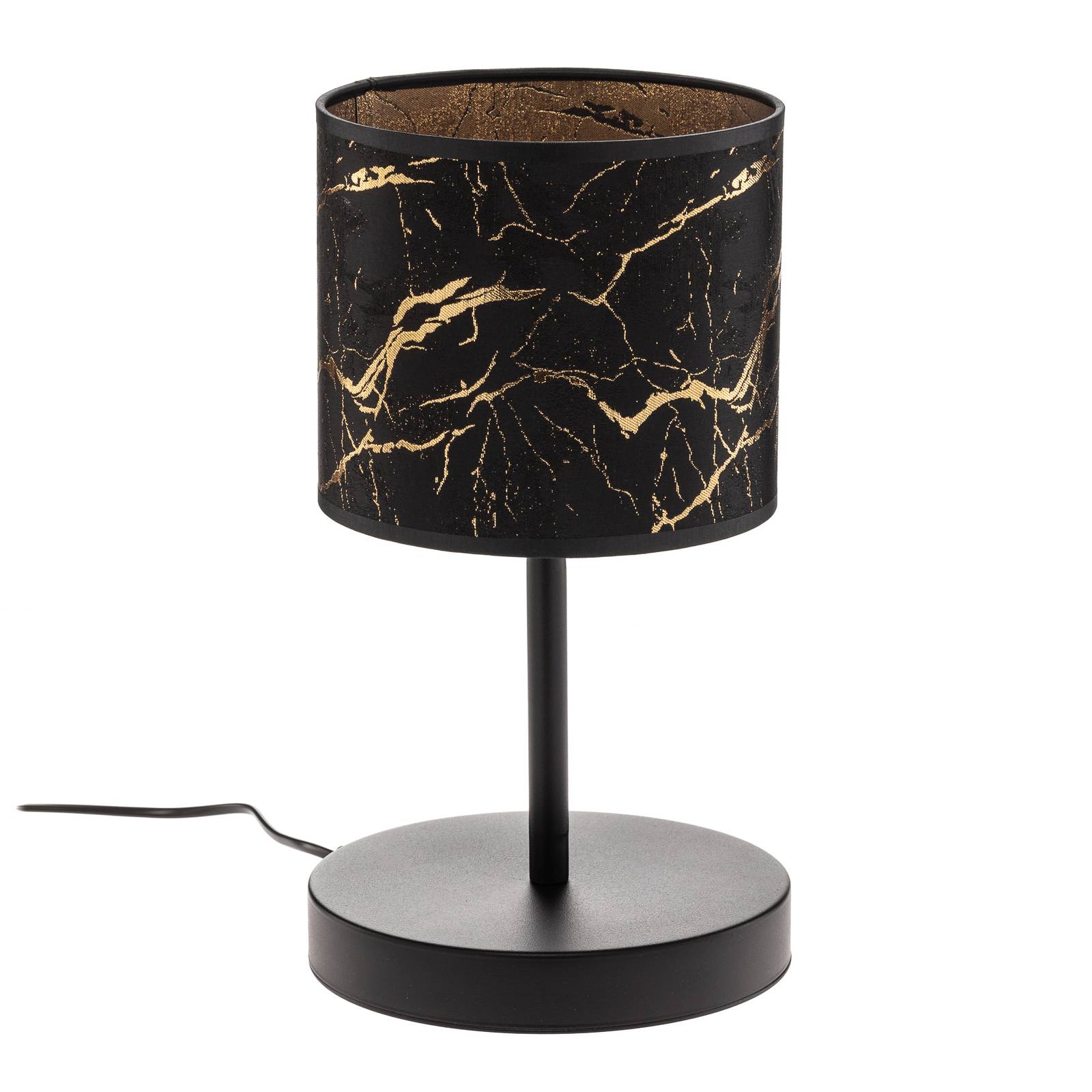 Euluna Lampe à poser Jari tissu noir marbré