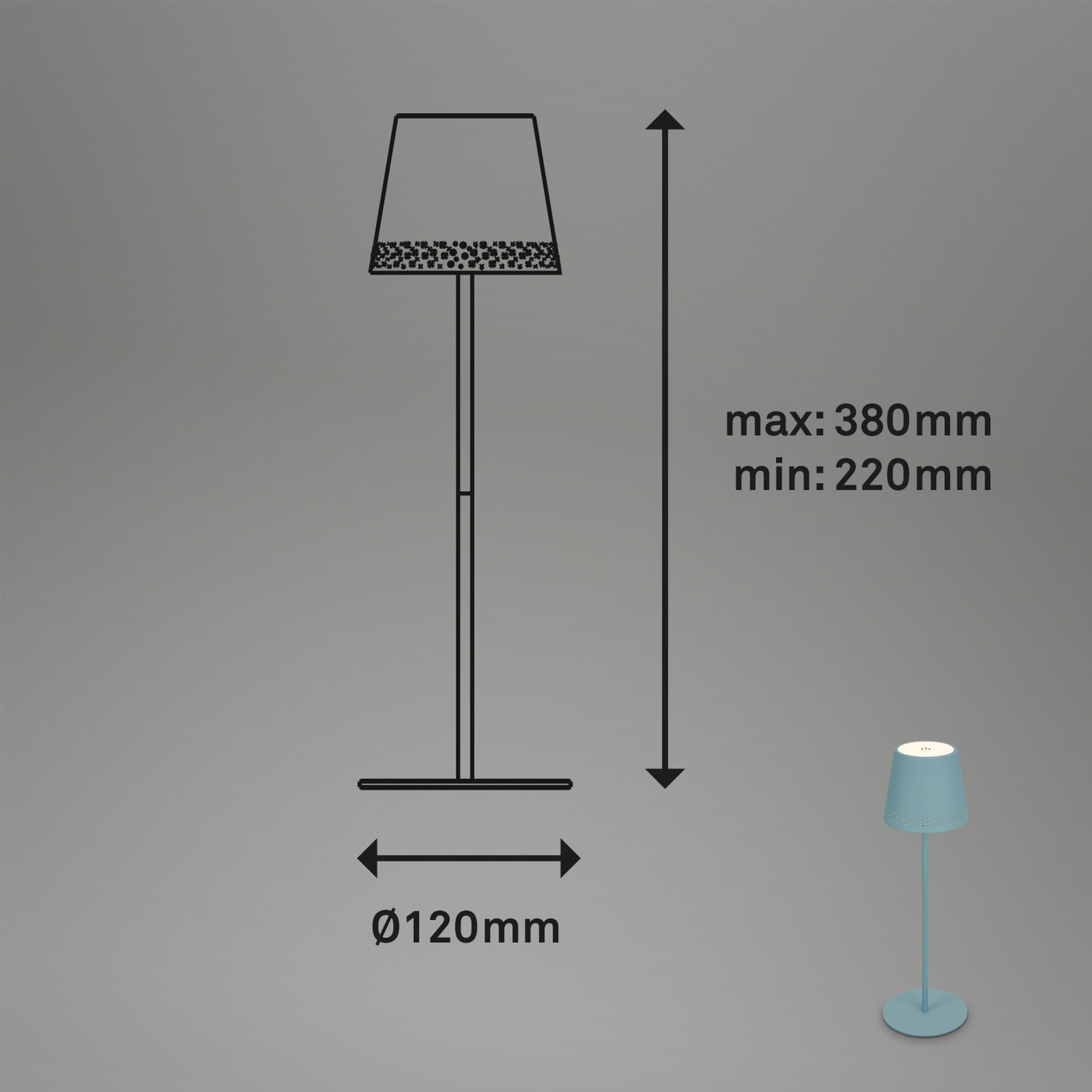 Lampada LED da tavolo Kiki accu 3.000K, tortora