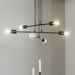 Lámpara colgante Multipo 6, 6 luces en negro