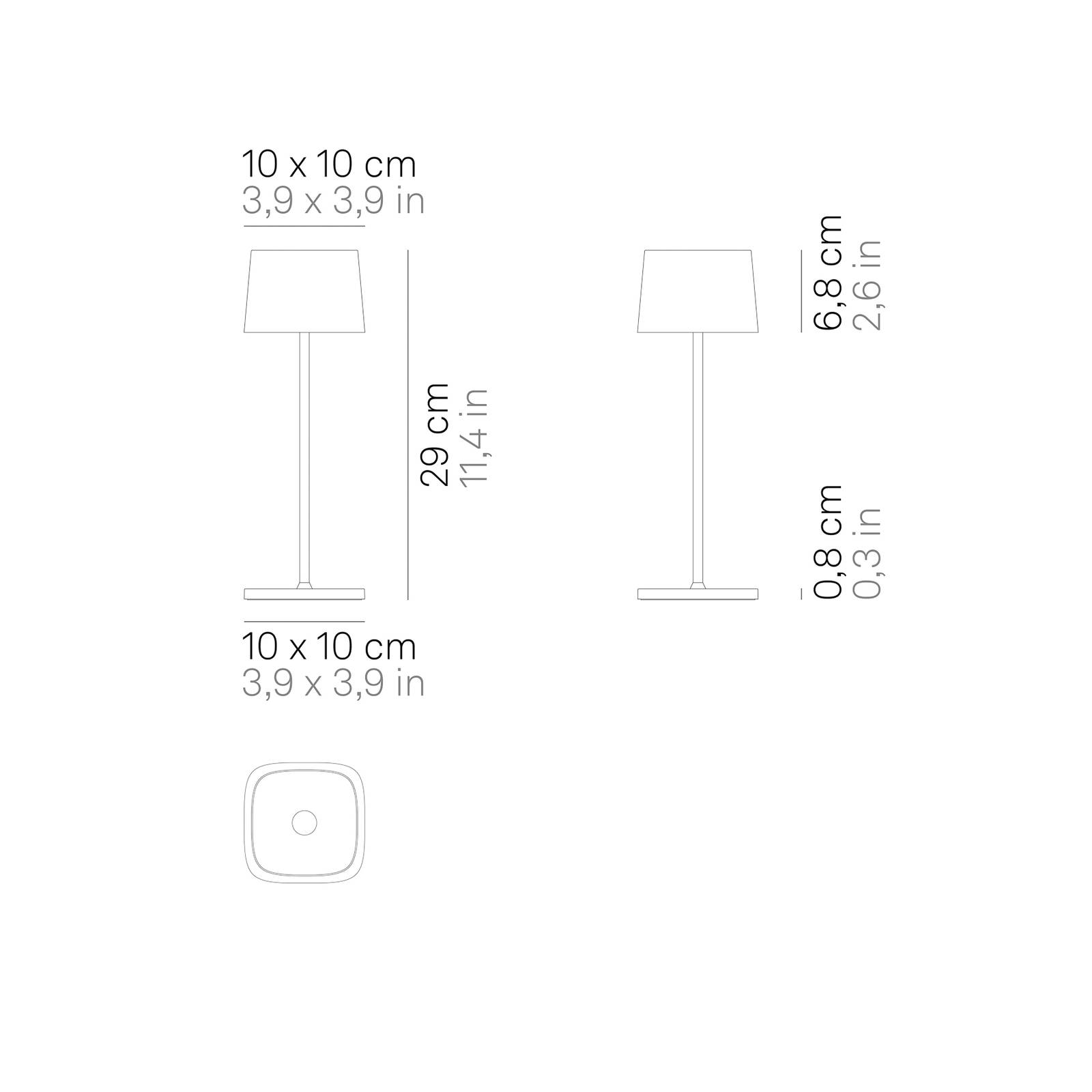 E-shop Zafferano Ofelia 3K dobíjacia stolová lampa IP65 corten