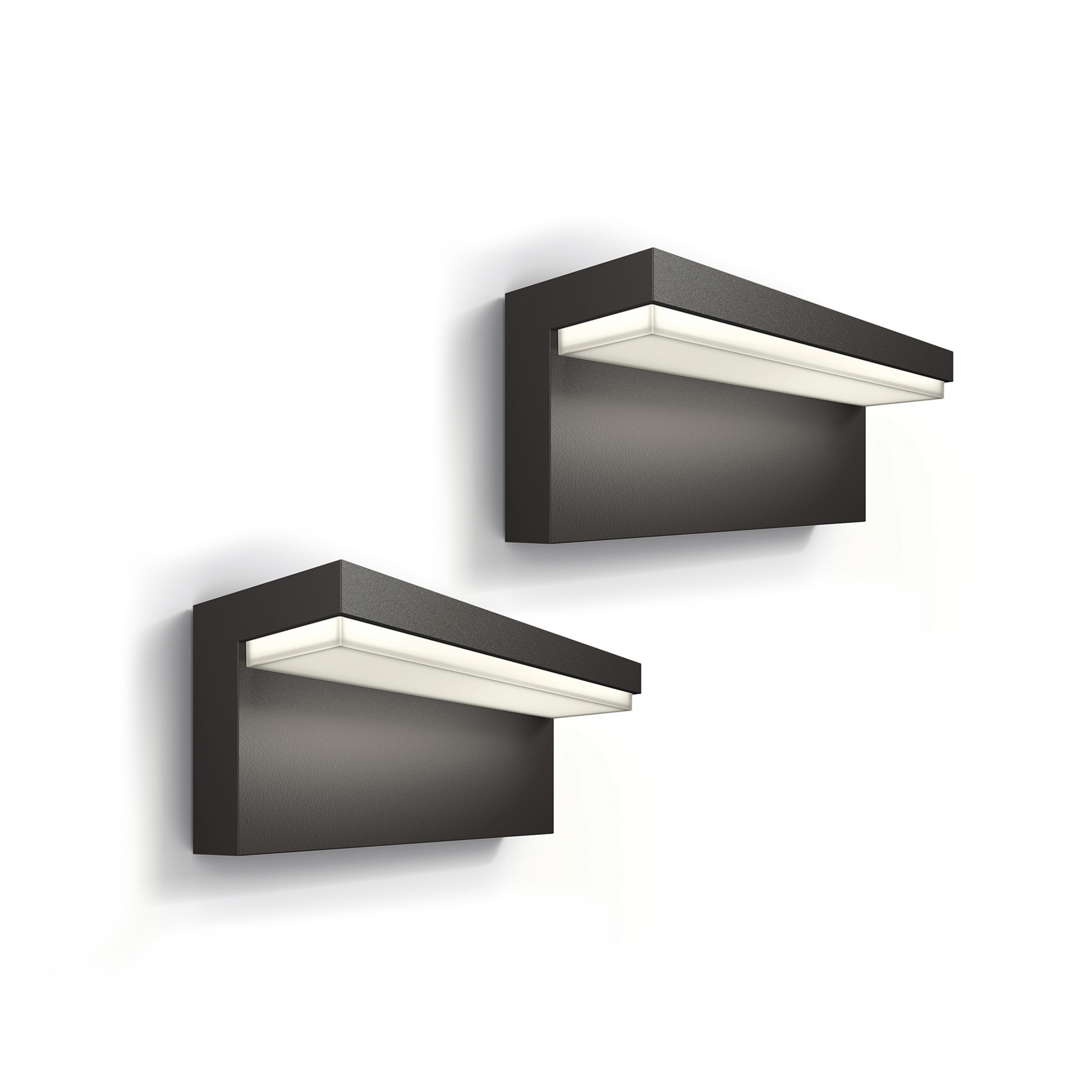Philips utendørs LED-vegglampe Bustan UE, 2-pak, 2700 K