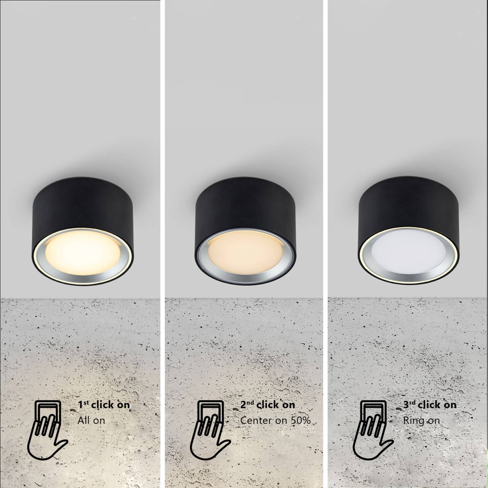 E-shop LED downlight Fallon 3-step-dim, biela/oceľ