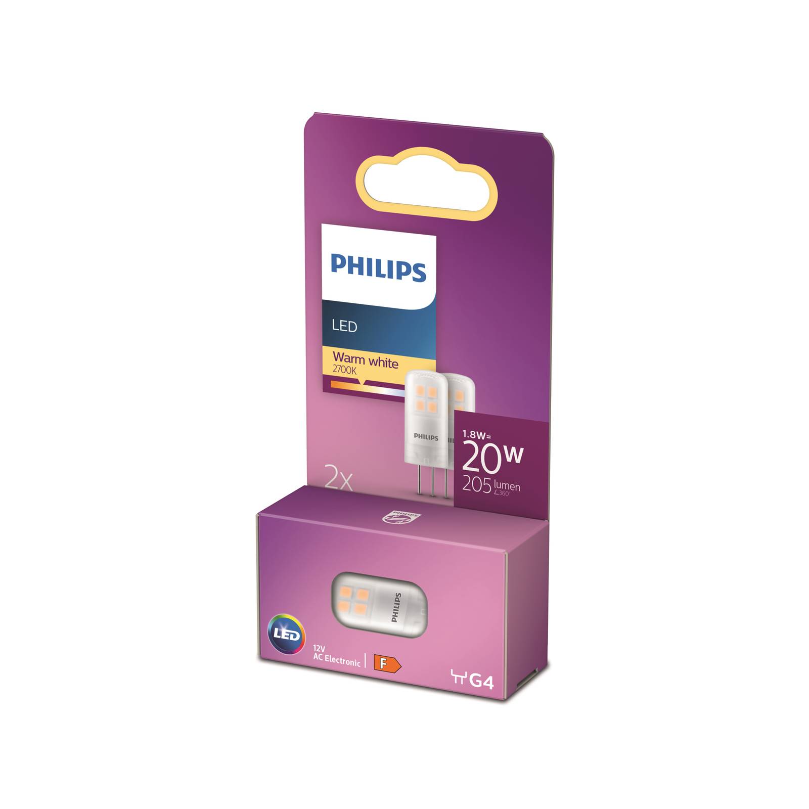 Image of Philips ampoule à broche LED G4 1,8W 827 pack de 2 8718699767853