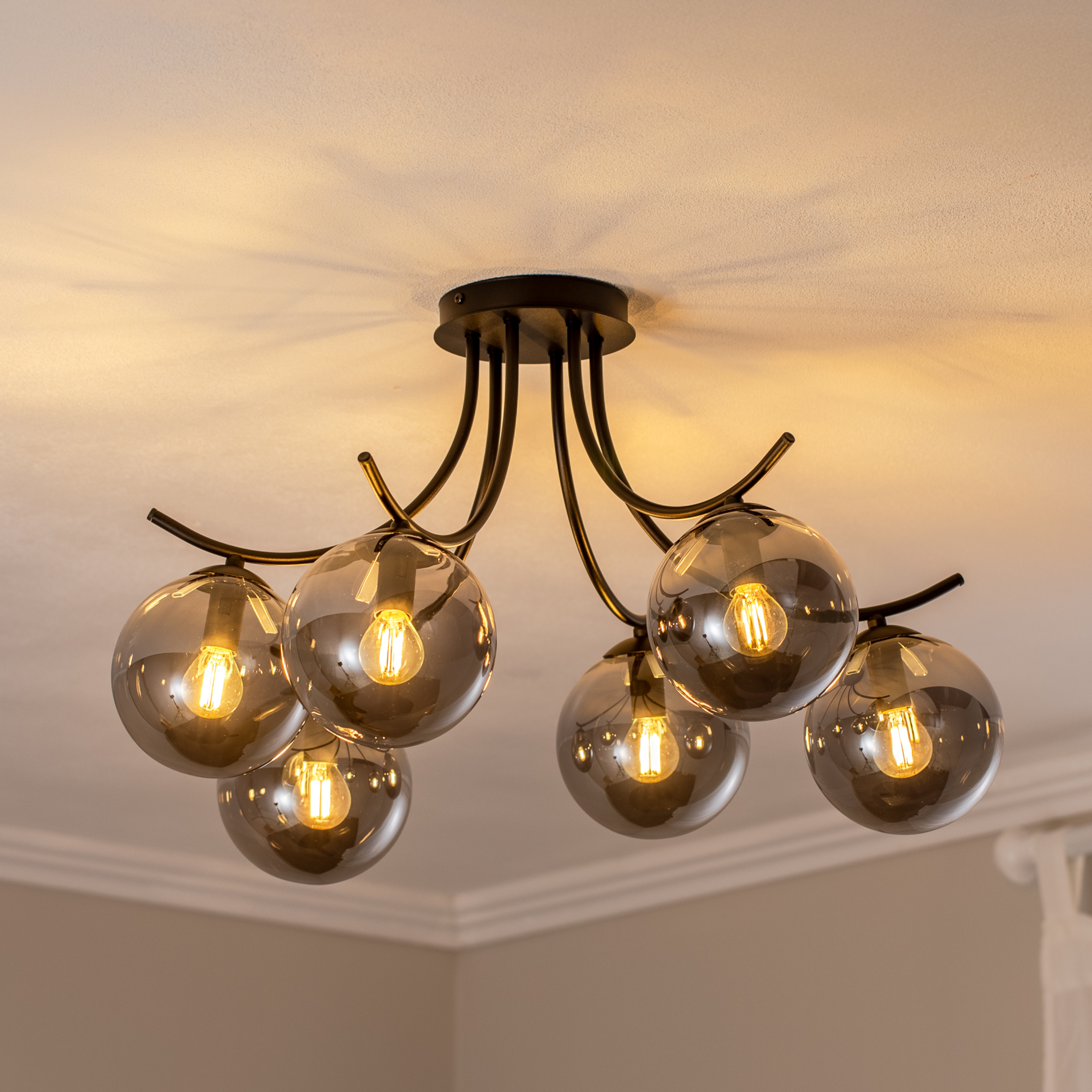 Lampa sufitowa Boston, czarna/grafitowa, 6-punktowa