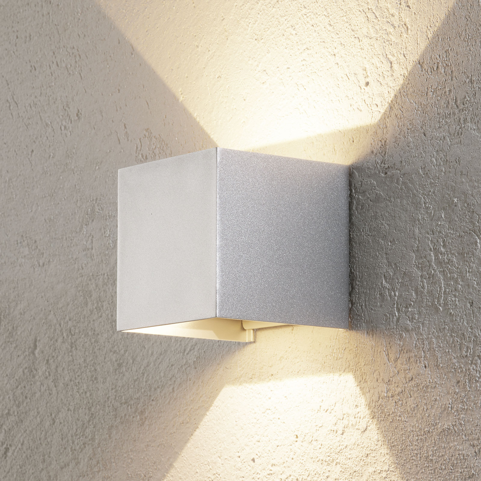 LED-Außenwandleuchte Cube up/down 10cm aluminium