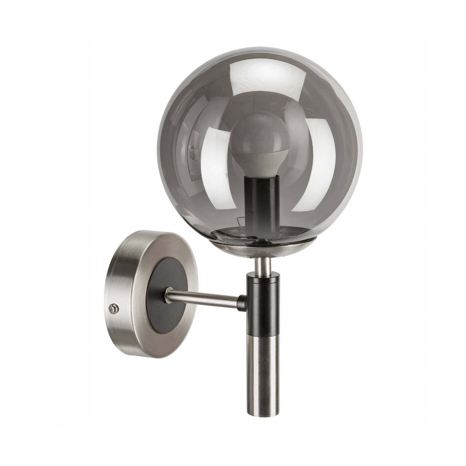 Wandleuchte Rollo, Ø 15 cm, rauchgrau, Glas/Metall