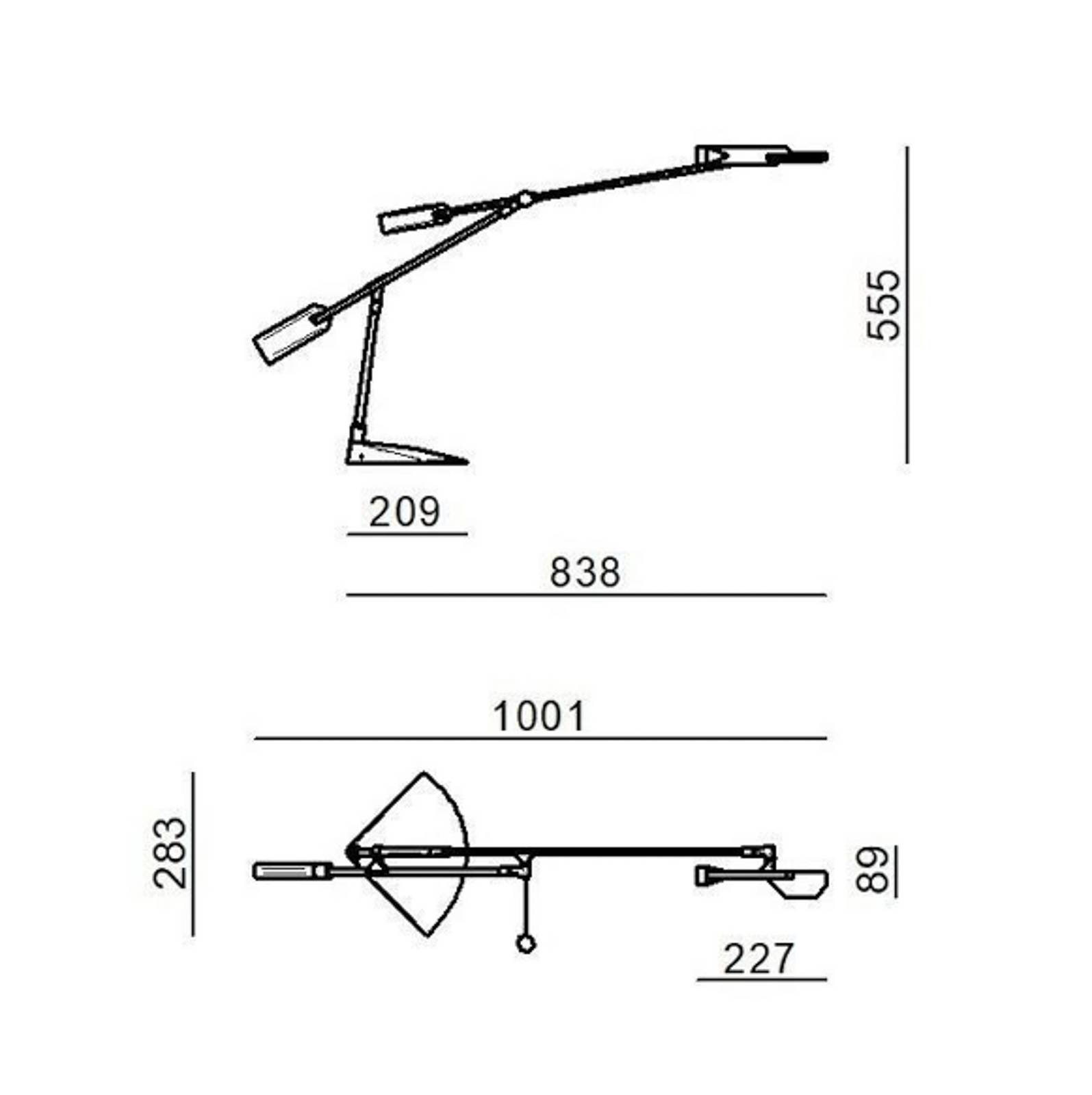 Lampa stołowa LED Stilnovo Halley, czarna, projekcja 100 cm