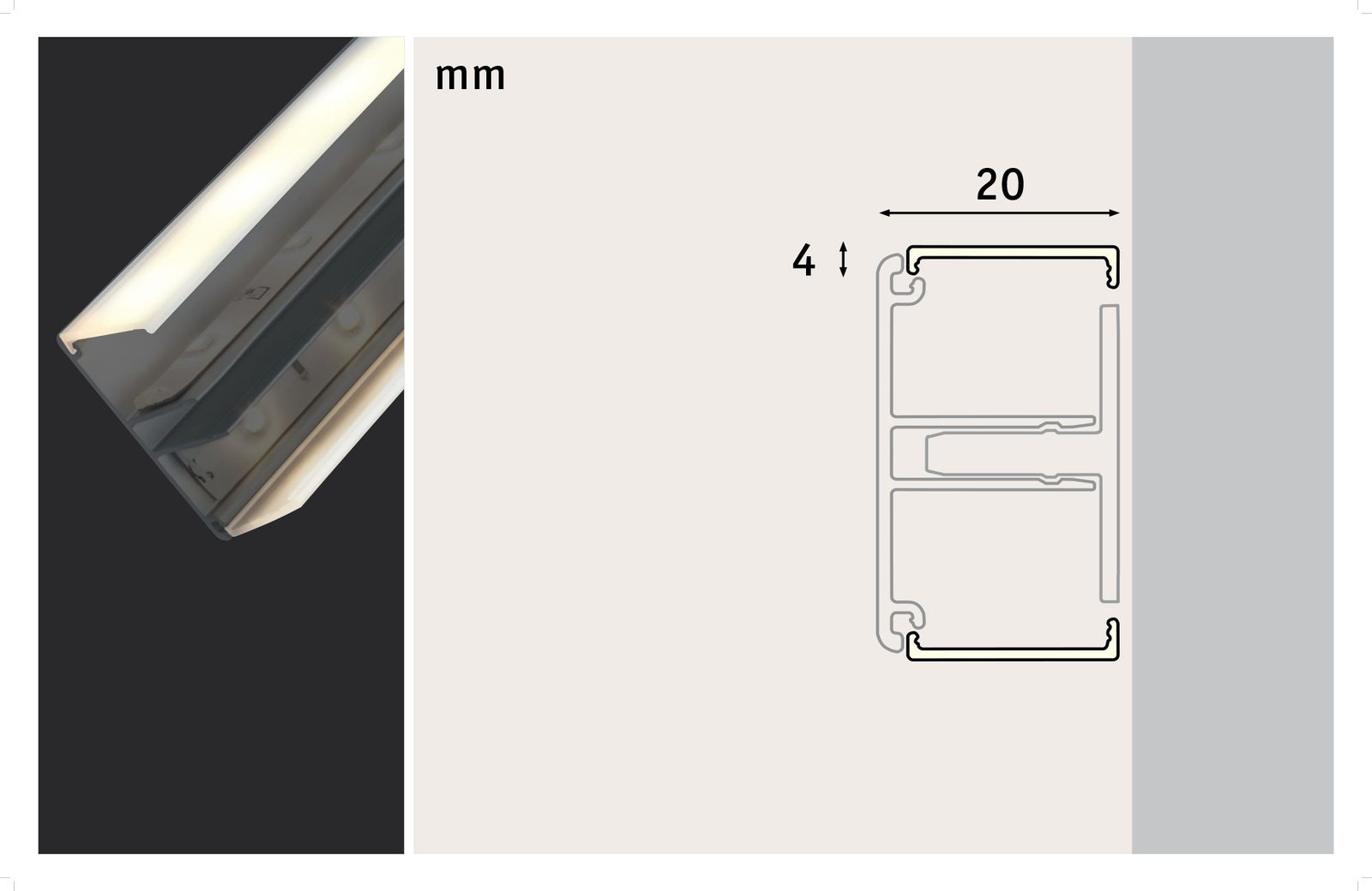 Paulmann Duo profil diffusor til LED-stripes, 2 m
