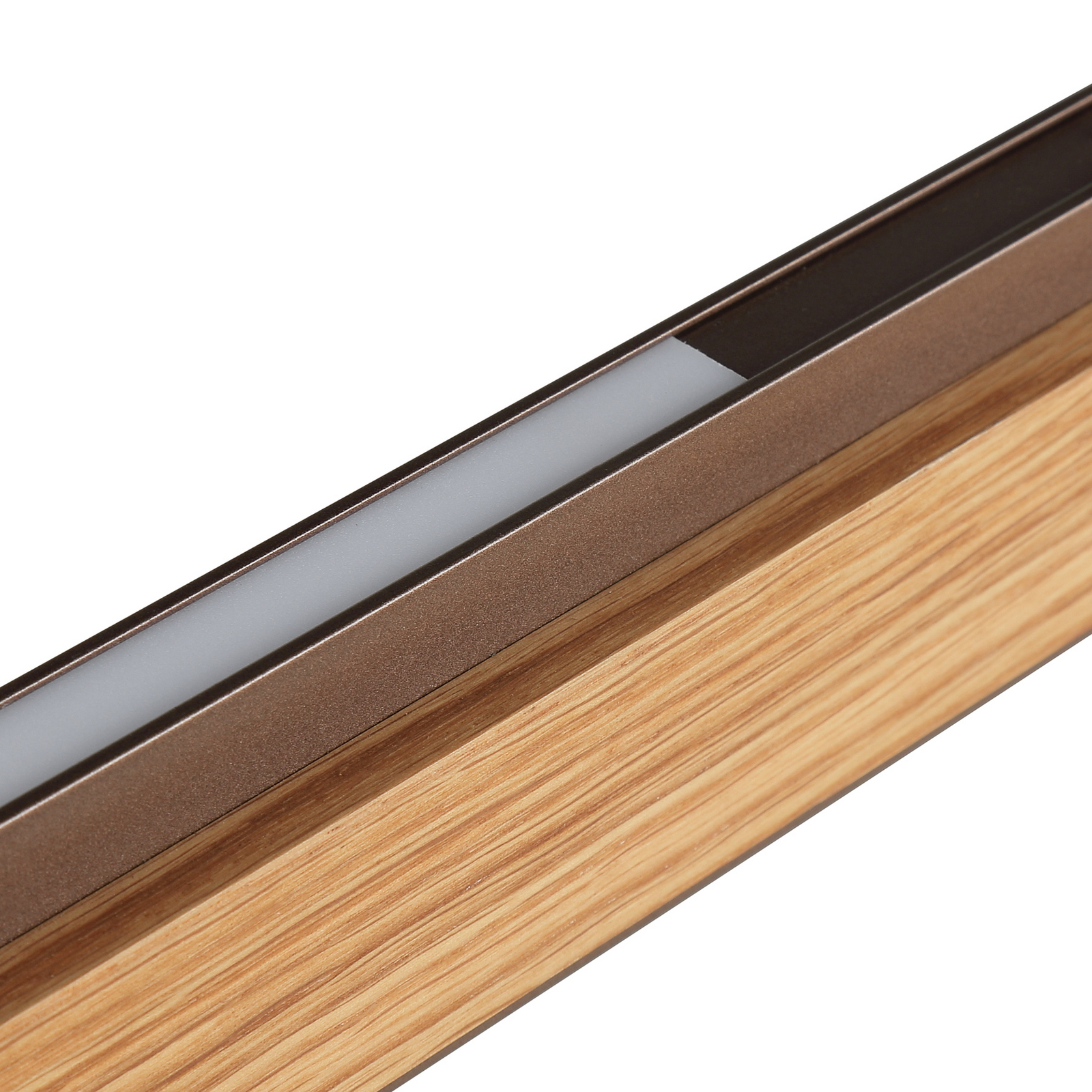 Lampă suspendată LED Arviso, stejar, lungime 127 cm, dimabilă.