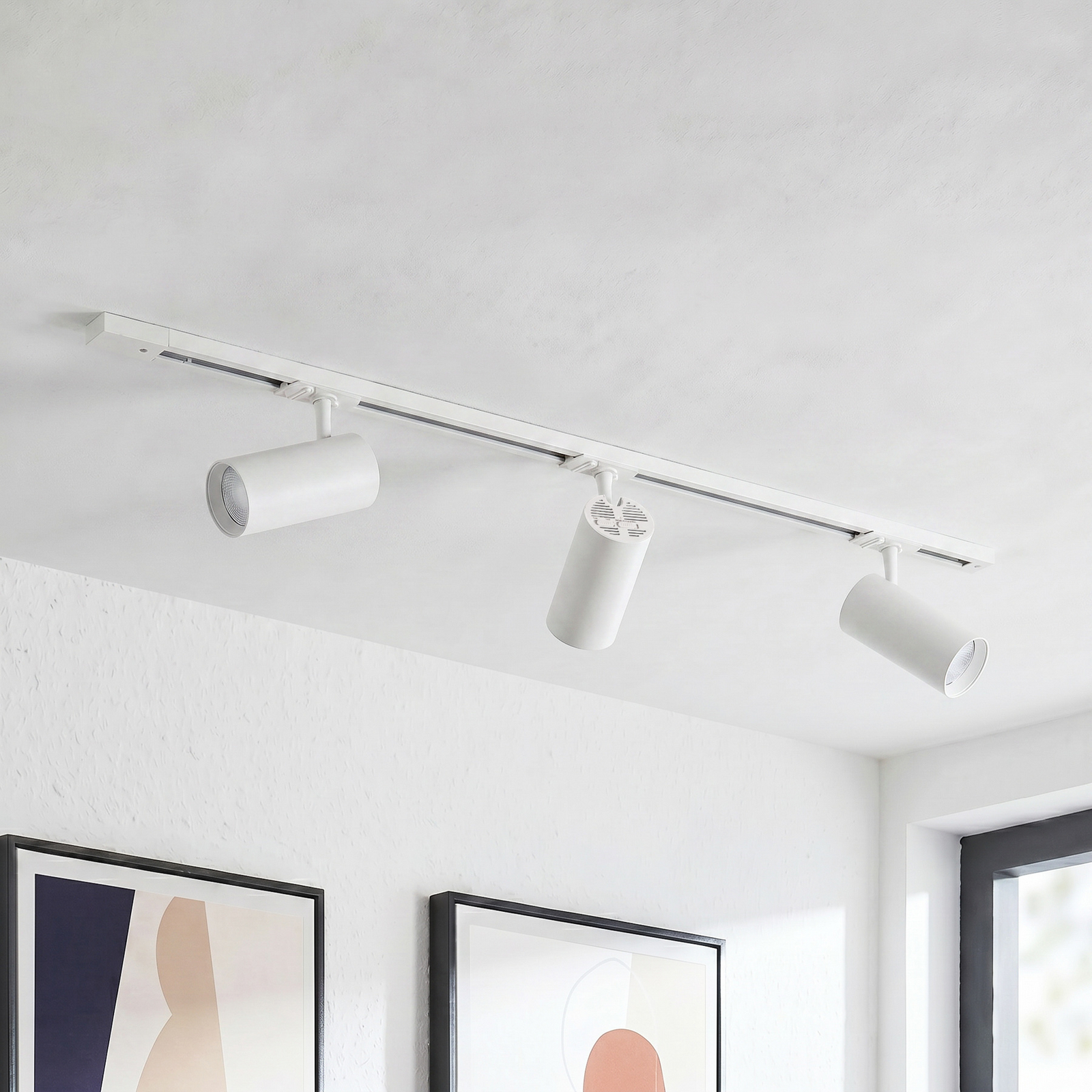 Lindby Schienensystem Linaro, Ø 7 cm, 3-flg., LED, weiß, CCT
