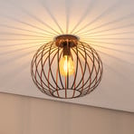 Loftlampe Cruce, mørkebrun, stål, Ø 40 cm
