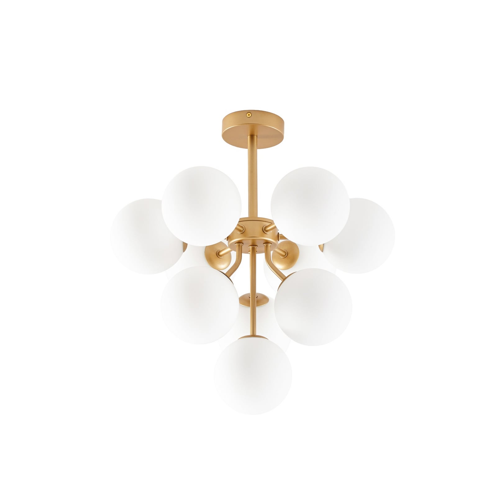 Plafón Peyton de Lucande, de 10 luces, dorado/blanco, cristal Plafón Peyton de Lucande, de 10 luces, dorado/blanco, cristal