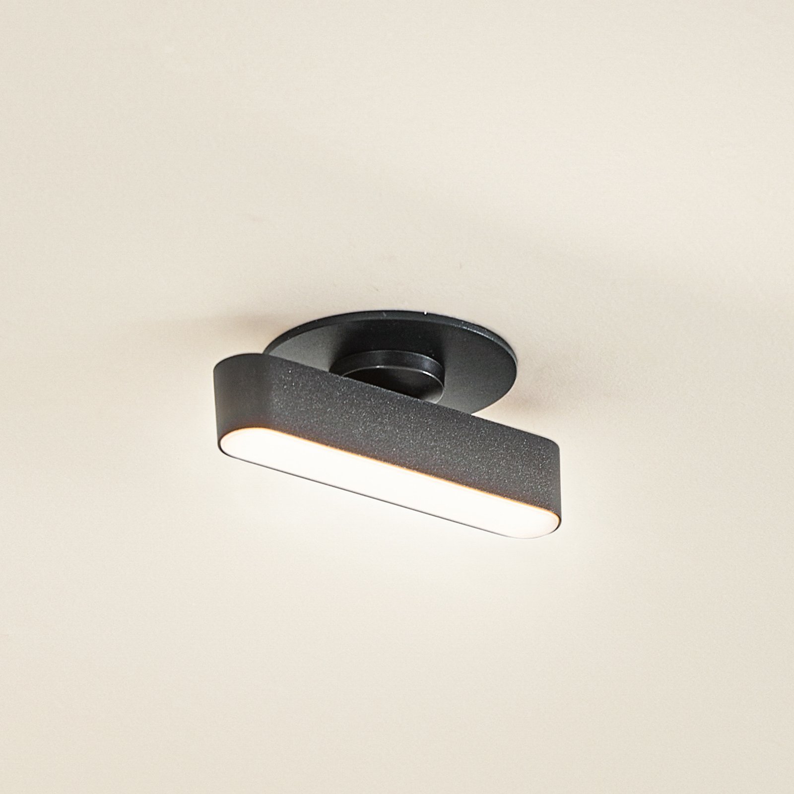 Lámpara empotrable Lindby LED Eldrin, negra, metal, 13,1 cm