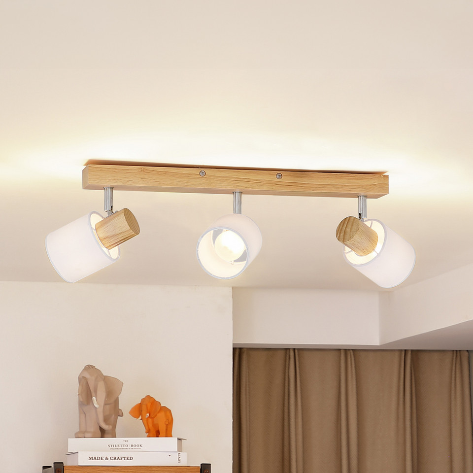 Lindby Wanessa 3 Plafond Wood/White, trä från Lindby