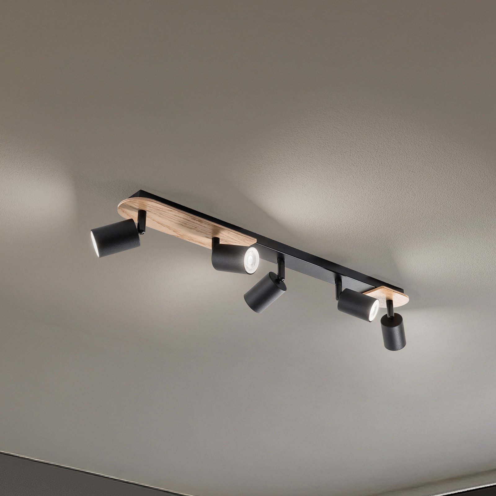 Spot pour plafond Cover Wood, à 5 lampes