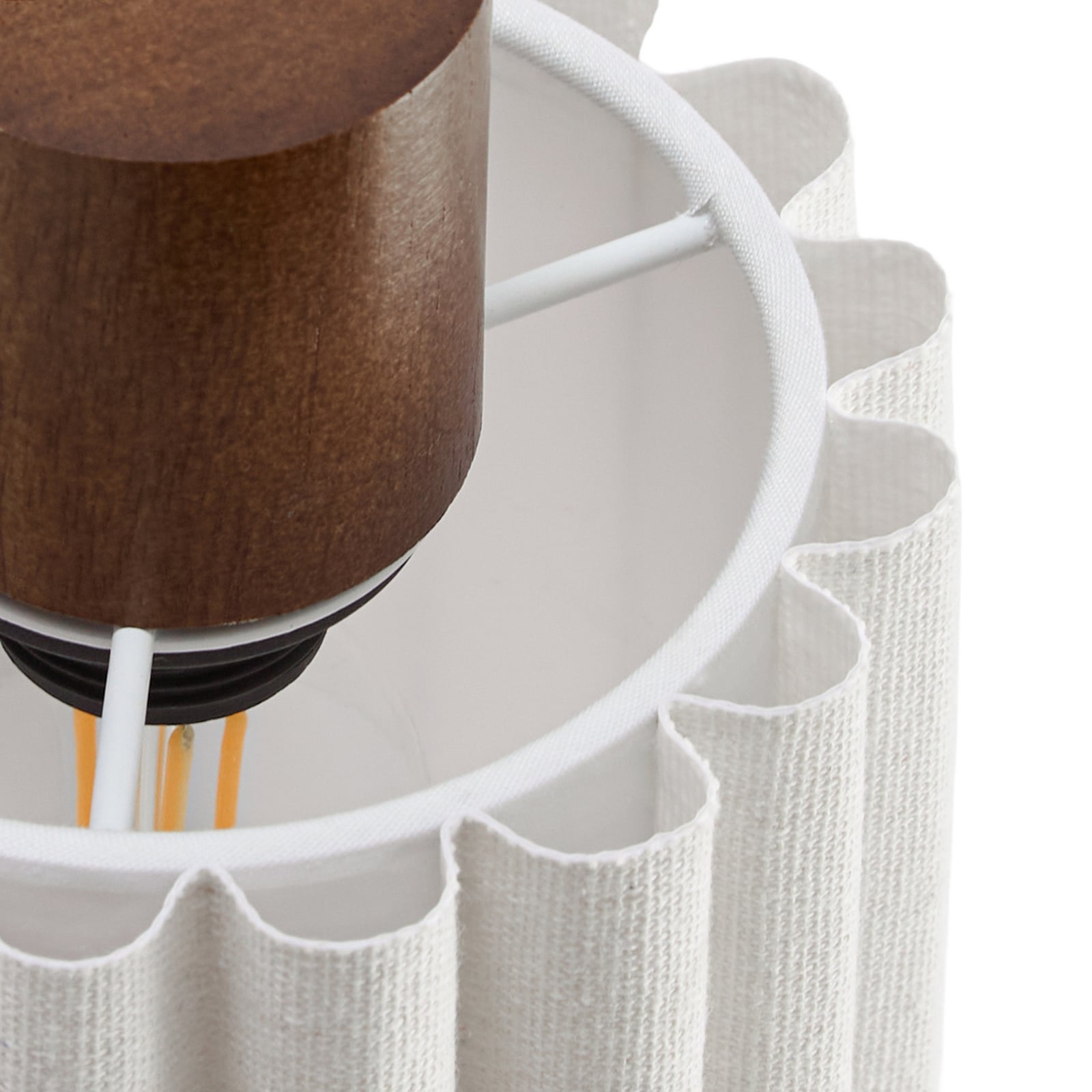 Lindby plafondspot Shiloh, 5-lamps, walnoot/beige, hout