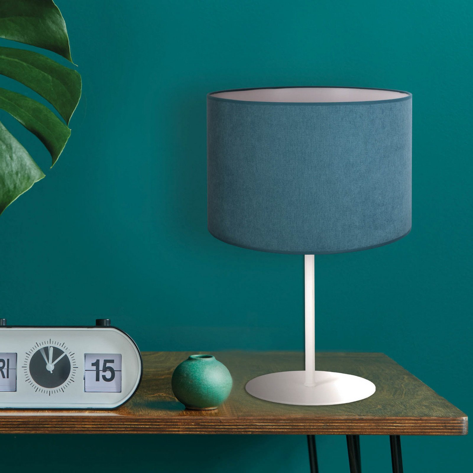 Duolla Lampa de masă Pastell Roller Înălțime 30 cm turcoaz - Camera de zi / sufragerie - turcoaz alb - Țesătură / Textil