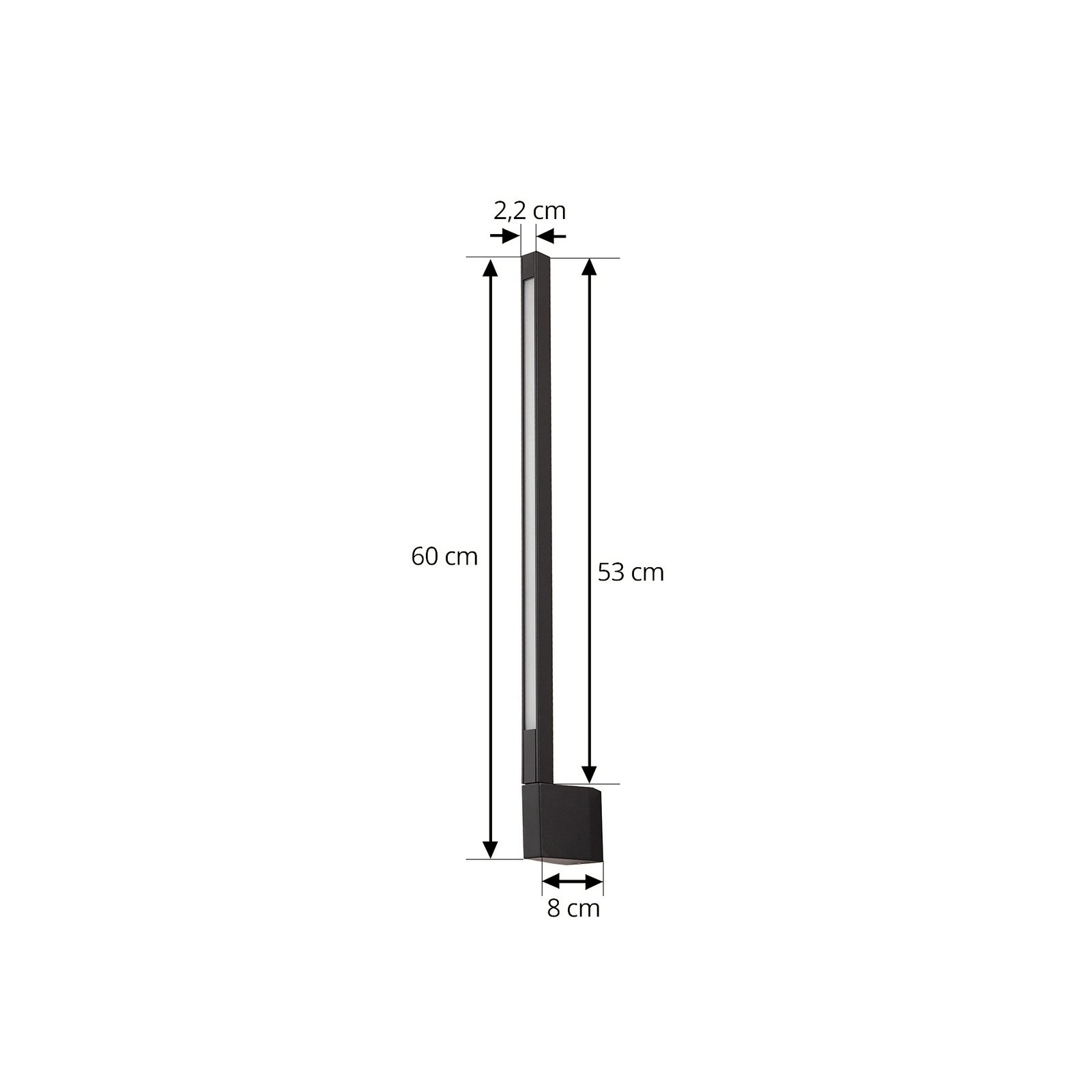 Neano Kinkiet zewnętrzny LED wysokość 60 cm czarny IP54 metal - Lindby