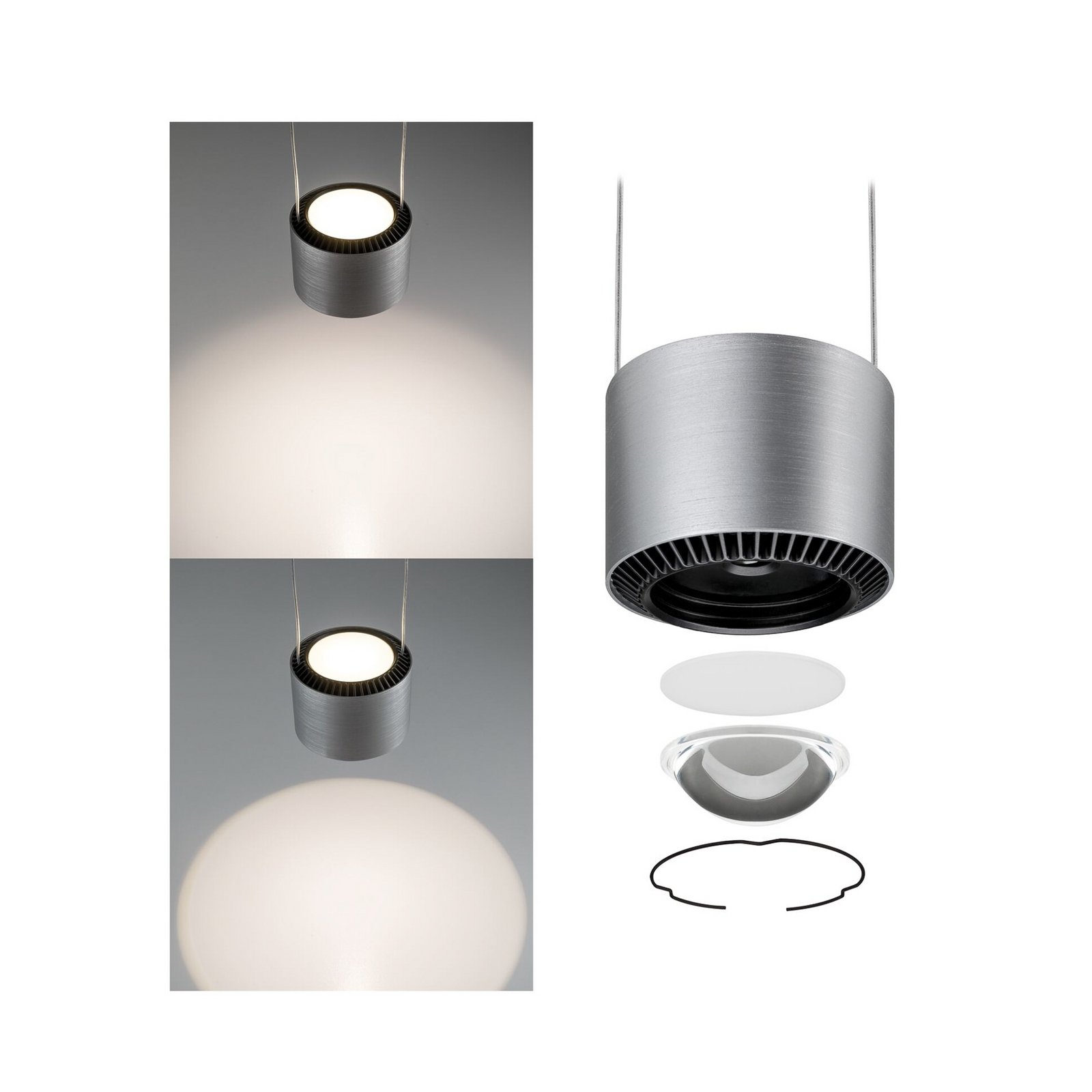 Suspension LED Paulmann Aldan, aluminium, à intensité variable, à 3 lampes. Suspension LED Paulmann Aldan, aluminium, à intensité variable, à 3 lampes.