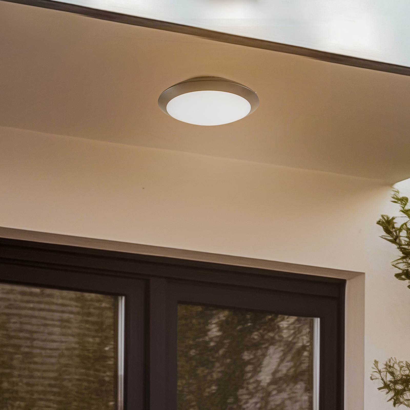 Naira LED outdoor ceiling lamp grey without sensor