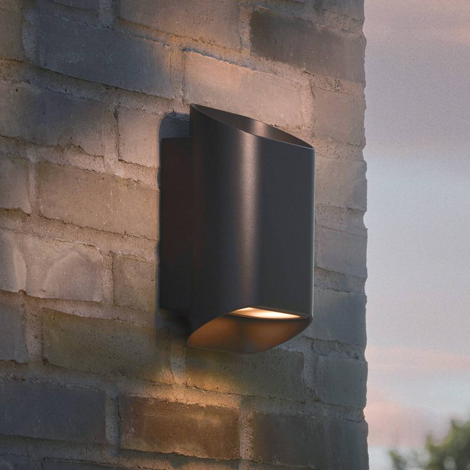 Nordlux Applique d'extérieur Nico 22 Round, noire, en métal, éclairage vers le