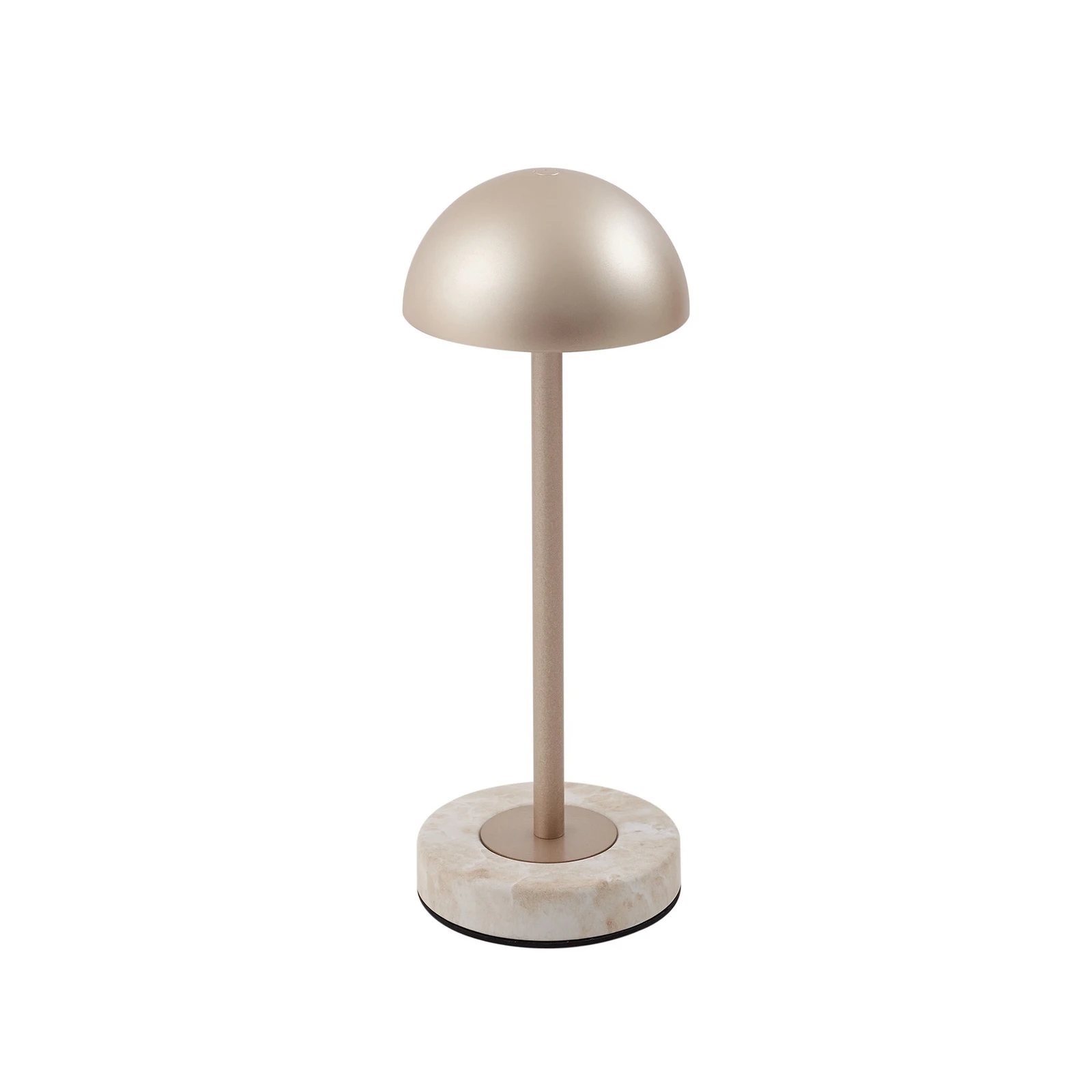 Lindby LED-Akku-Tischlampe Pippin, gold/travertin, IP44