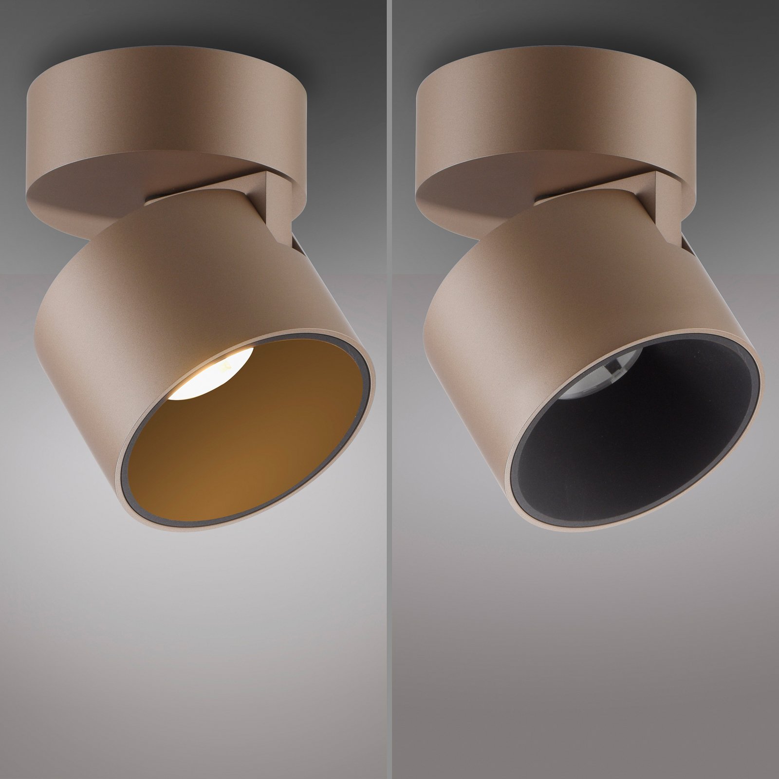 PURE LED тавански спот Cup, бронзов цвят, Ø 9,5 cm, метал