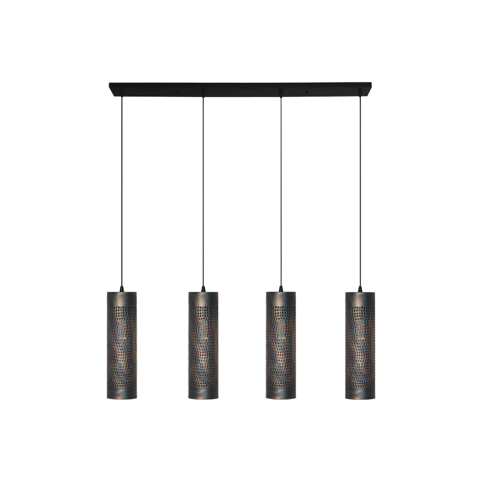 Forato hanging light, length 120 cm, brown, 4-bulb, metal