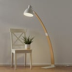 Curf floor lamp, white, height 143 cm, metal/wood, tiltable