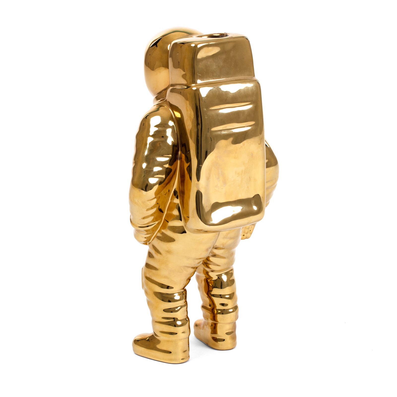 SELETTI Cosmic Diner Starman-vase, guld. H 28 cm, porcelæn