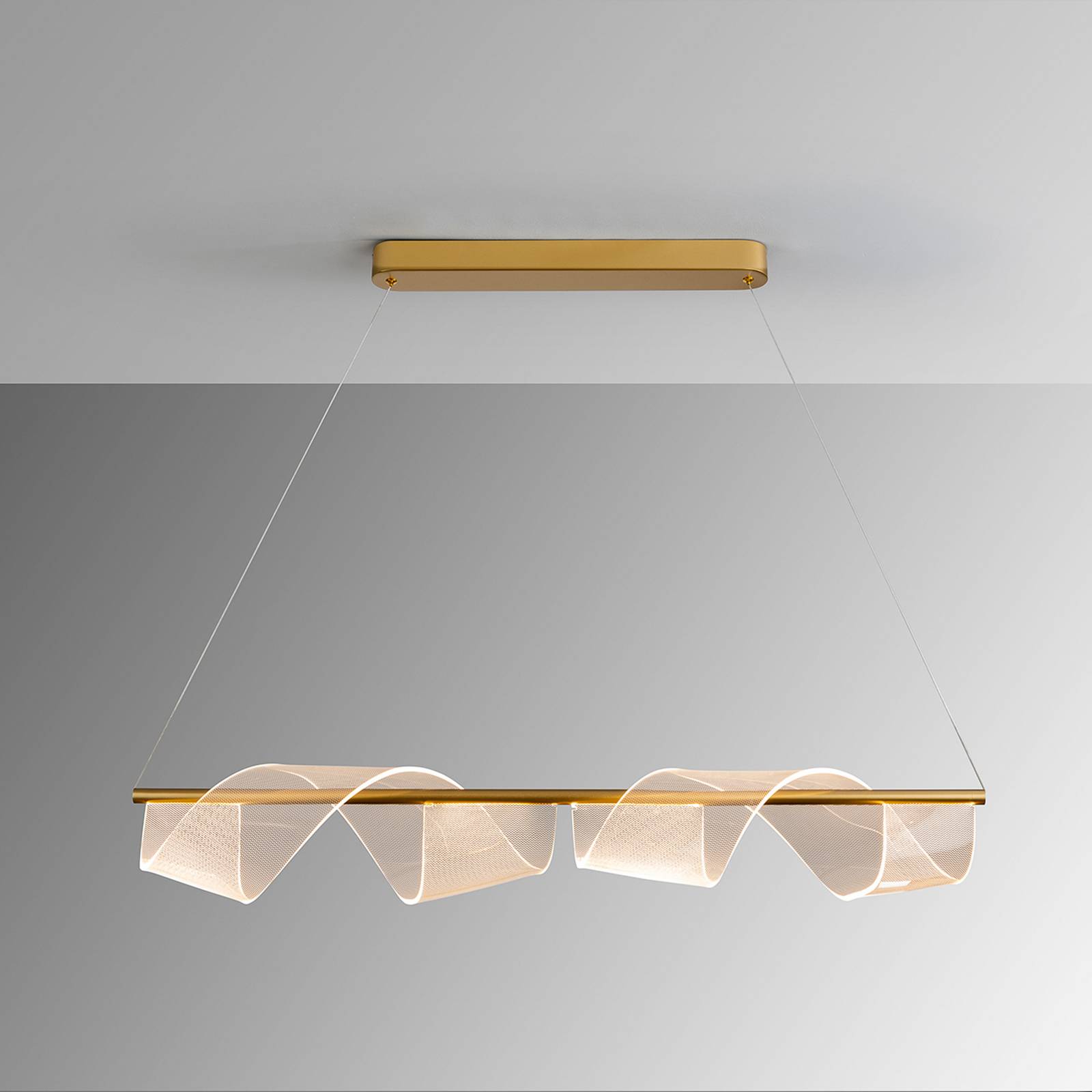 Lampa wisząca Velas LED, długa, kolor złoty, metal, tworzywo sztuczne