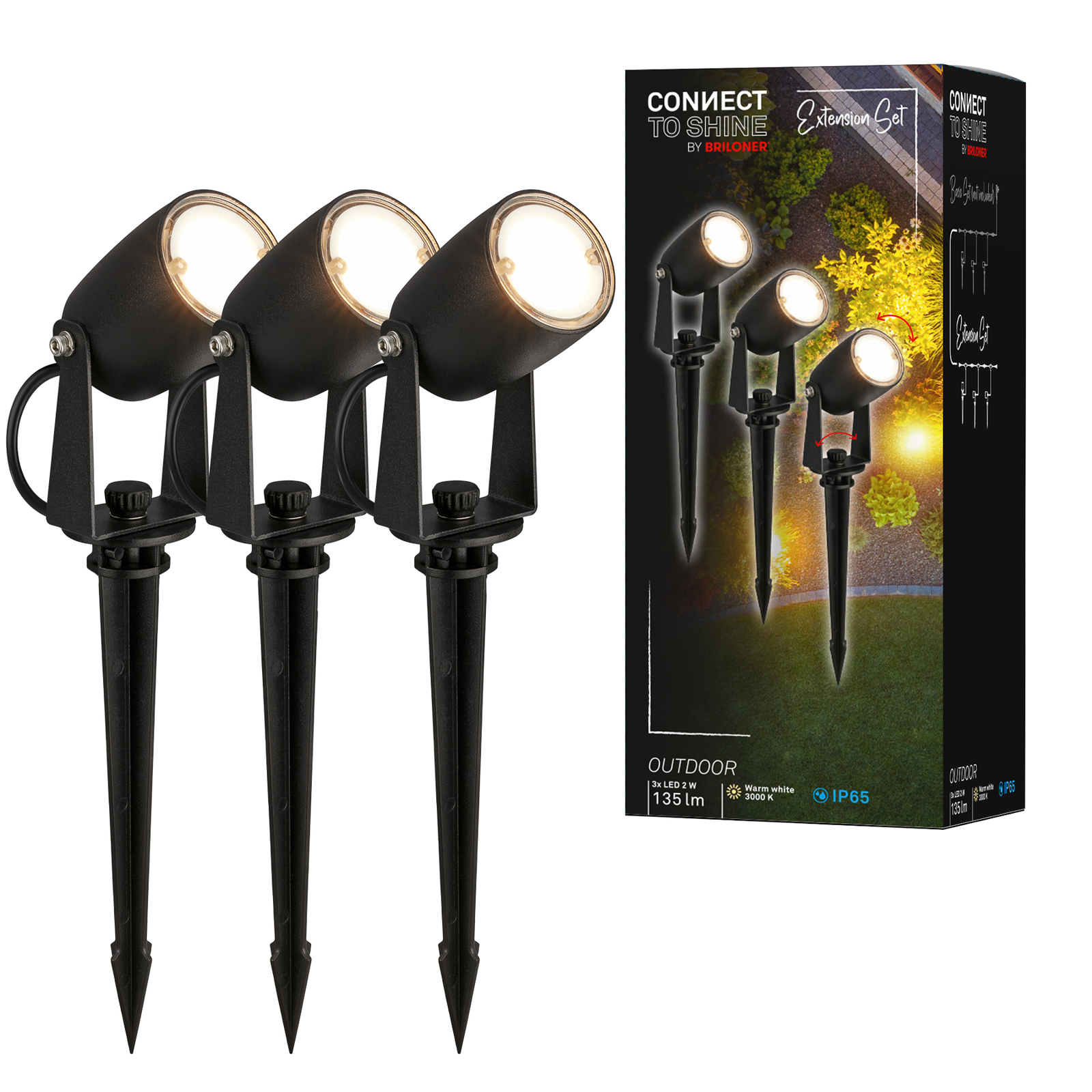 LED zemnící hrot bodový 3928035 12 V 3x prodloužení černé Ø 4 cm