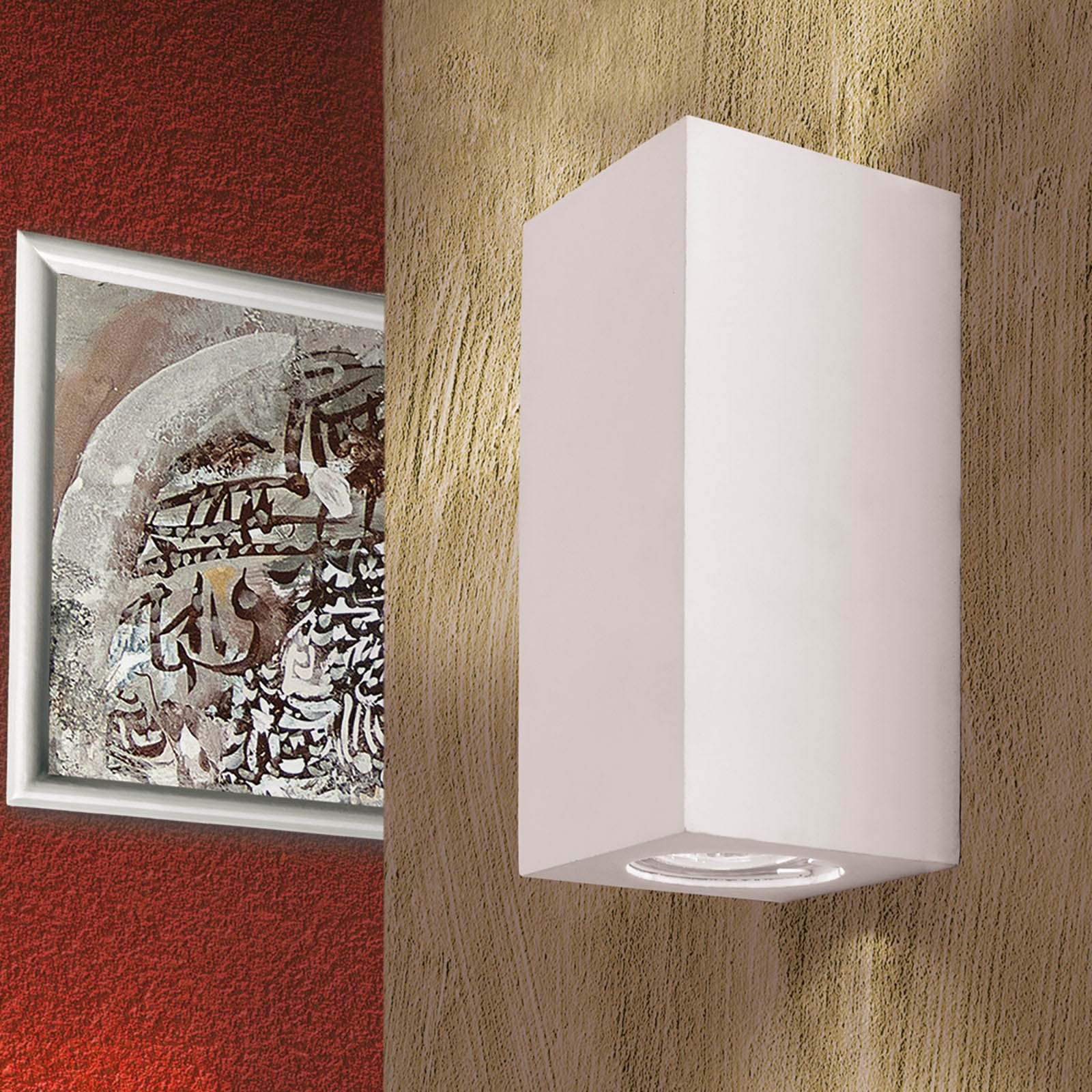 Nástěnné světlo Cube z keramiky bílá, výška 15,5cm