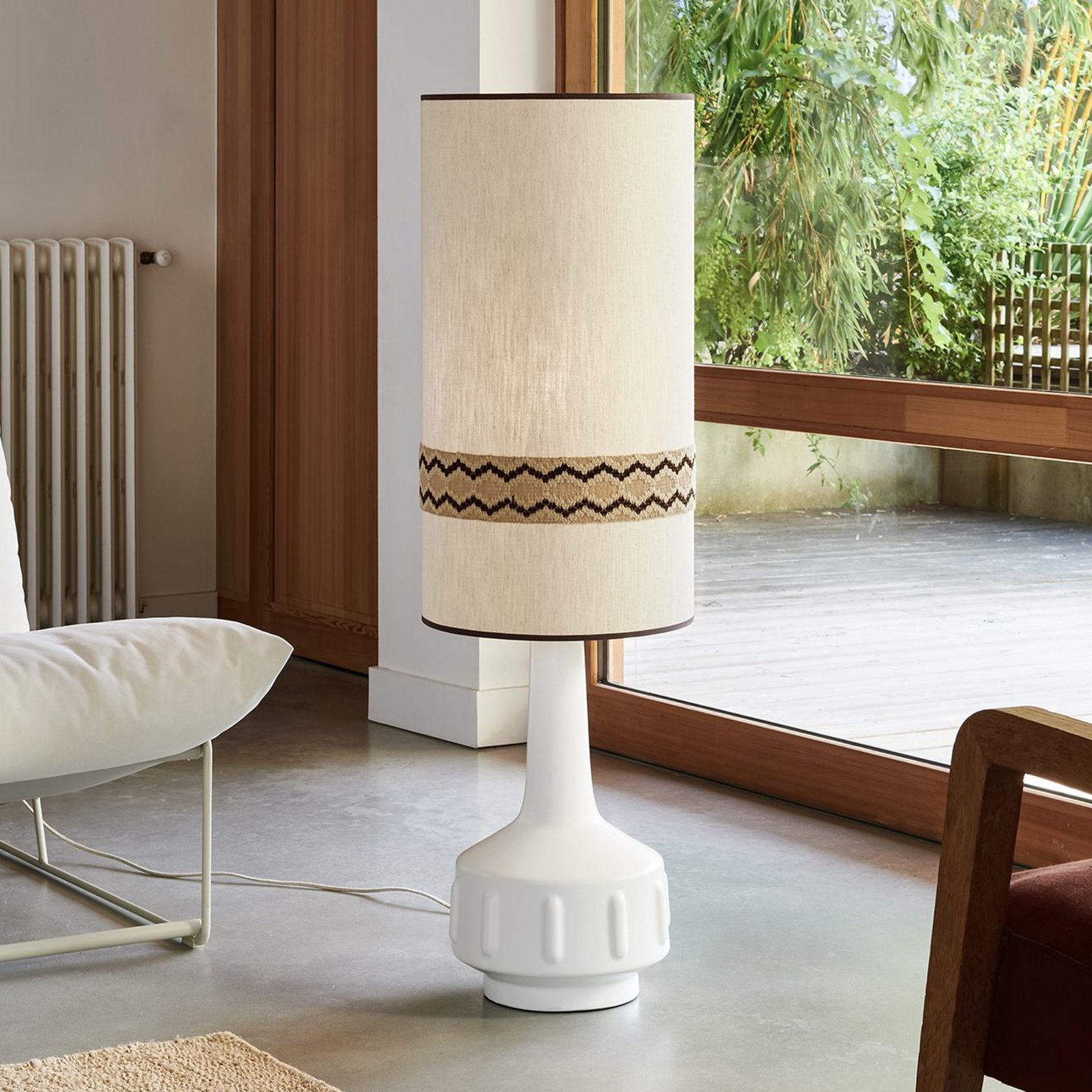 MARKET SET Stojacia lampa Jimmy, výška 121 cm keramika, vzorovaný lem