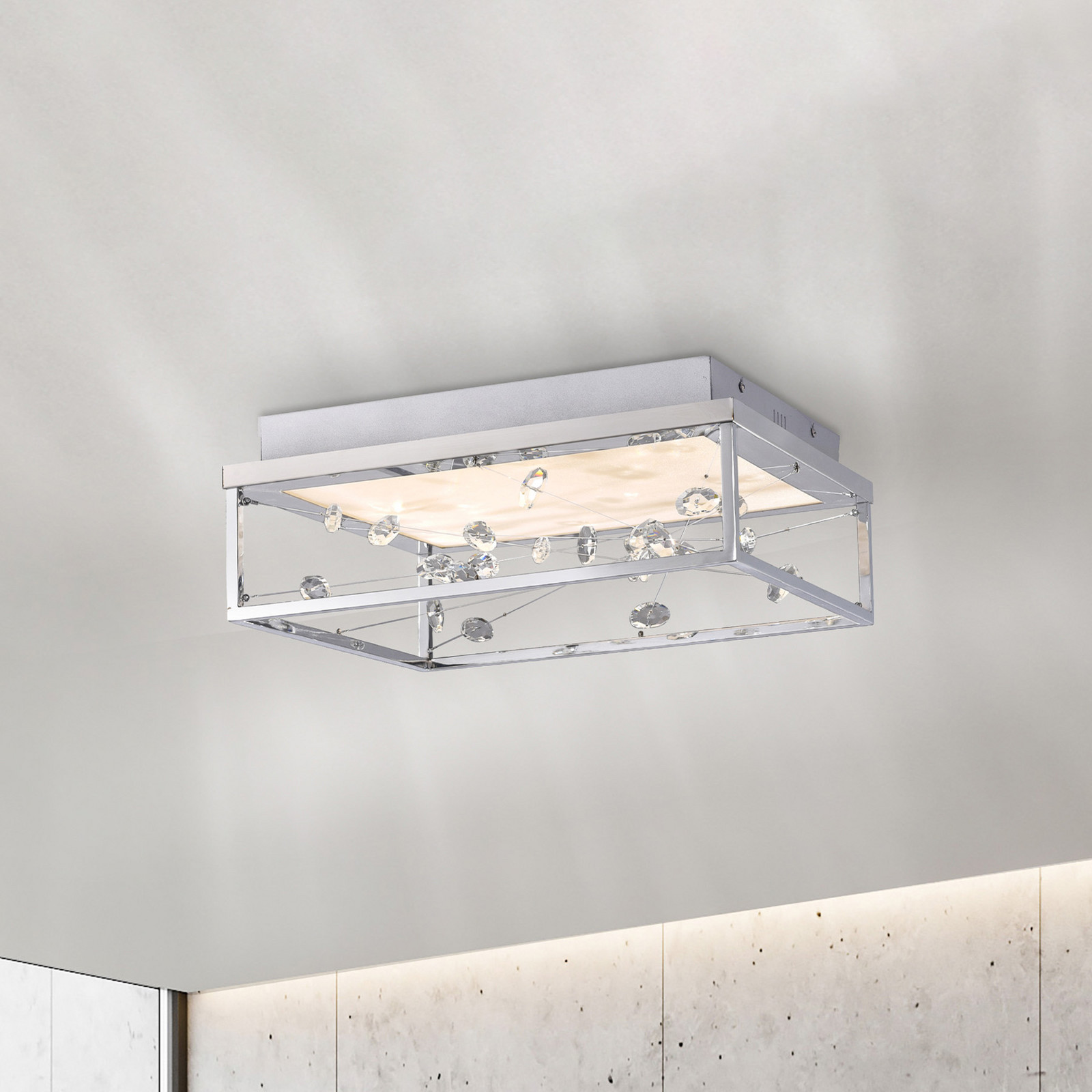 Paul Neuhaus Plafonieră LED SKINA crom 40 cm CCT dimabilă telecomandă - Camera de zi / sufragerie - Modern - Metal