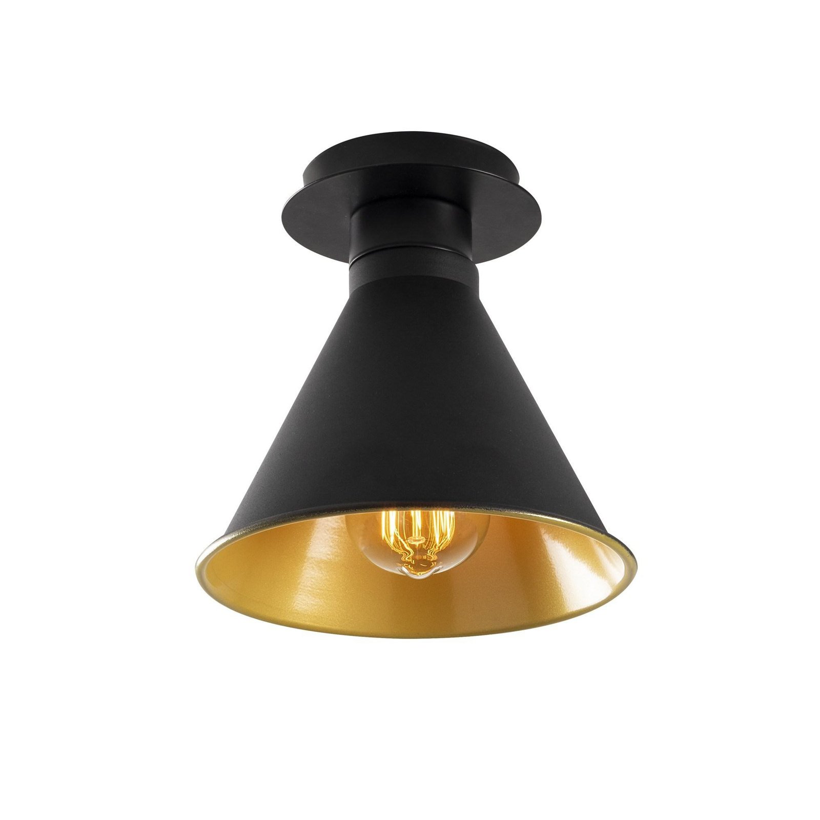 Taklampa Berceste N-676, svart/guld, metall, Ø 20 cm