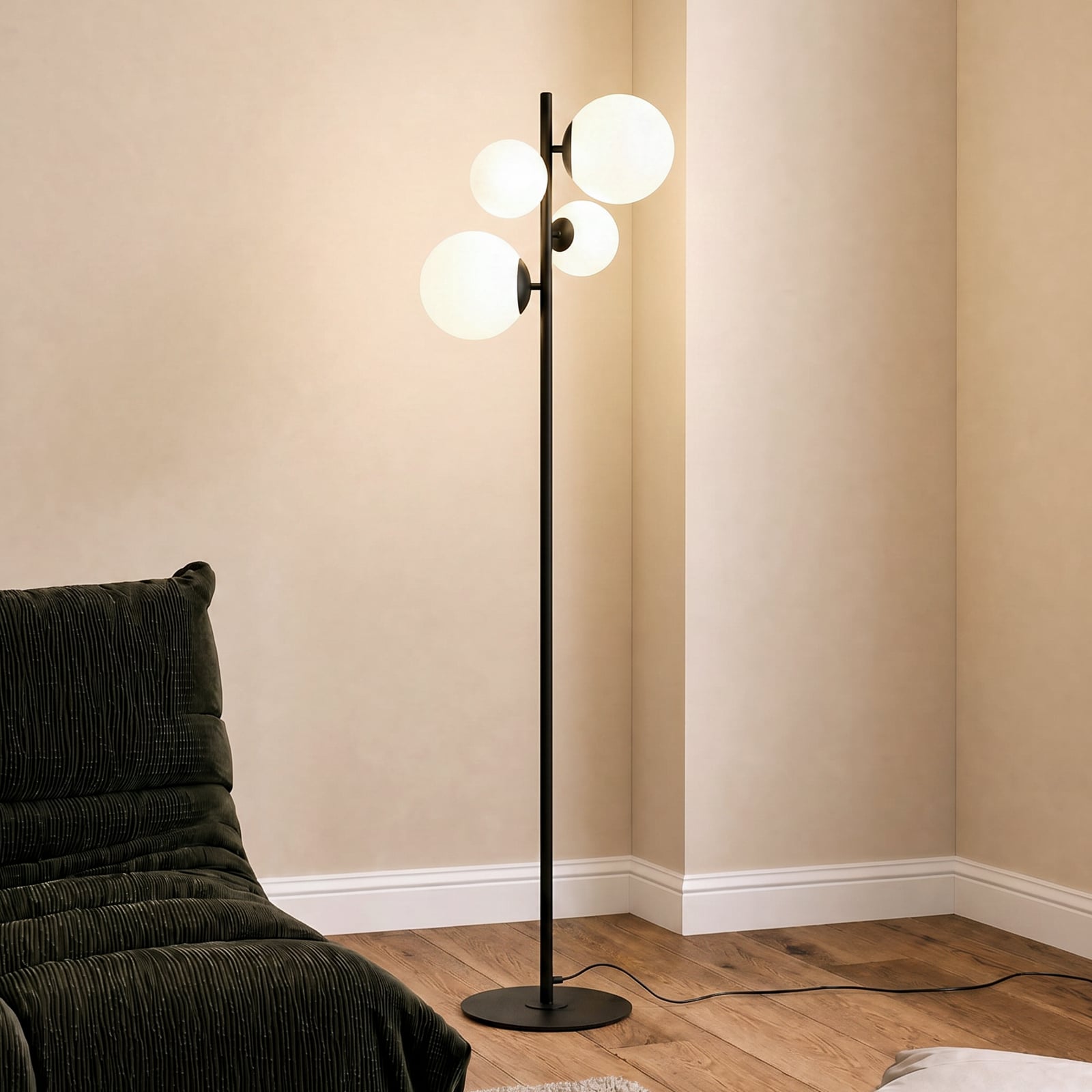 Lampa stojąca Dione, czarna, 4-punktowa – ALDEX