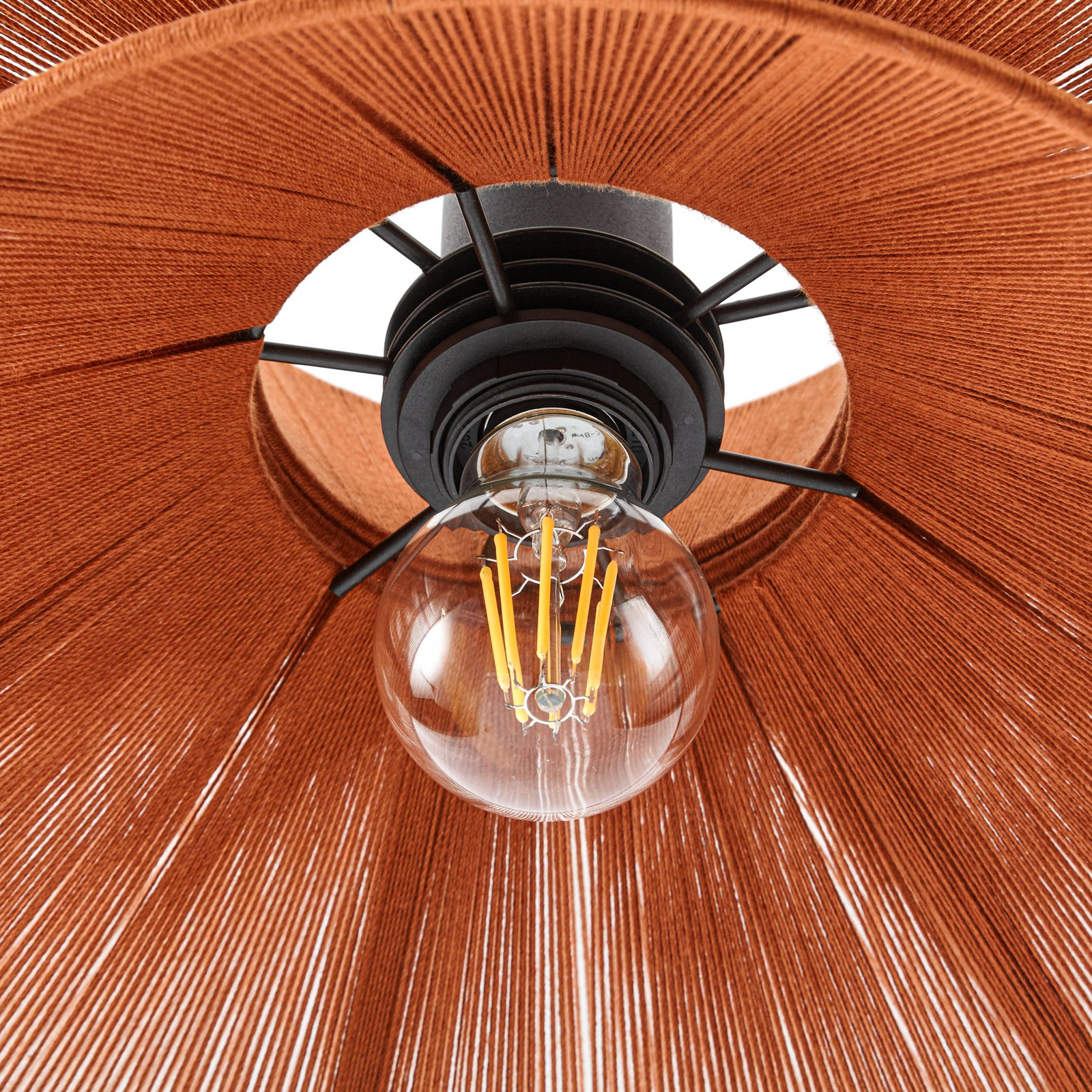 Suspension Novie, marron, coton, Ø 50 cm - Lucande Suspension Novie, marron, coton, Ø 50 cm - Lucande