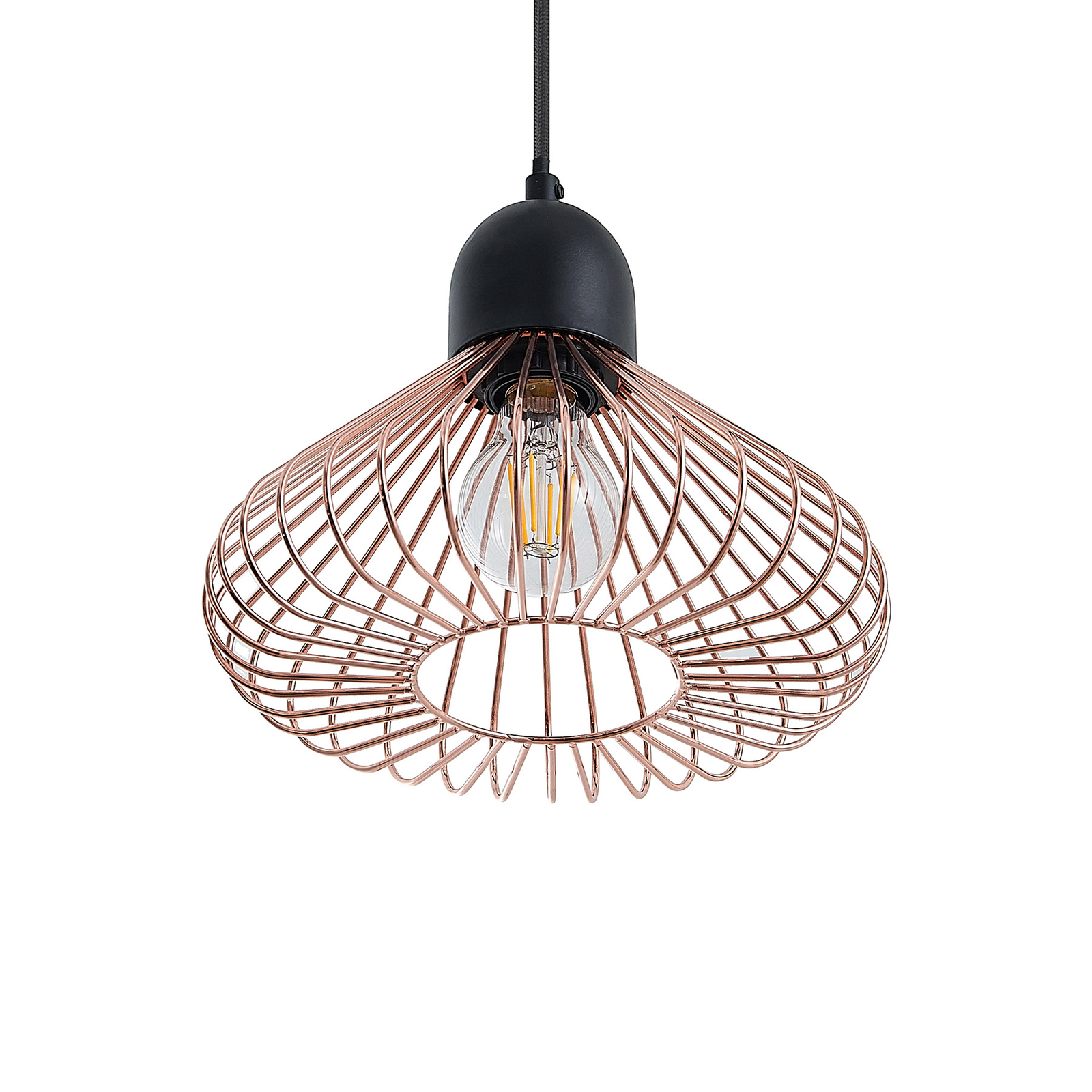 Lindby Metehan pendant light, 3-bulb, copper